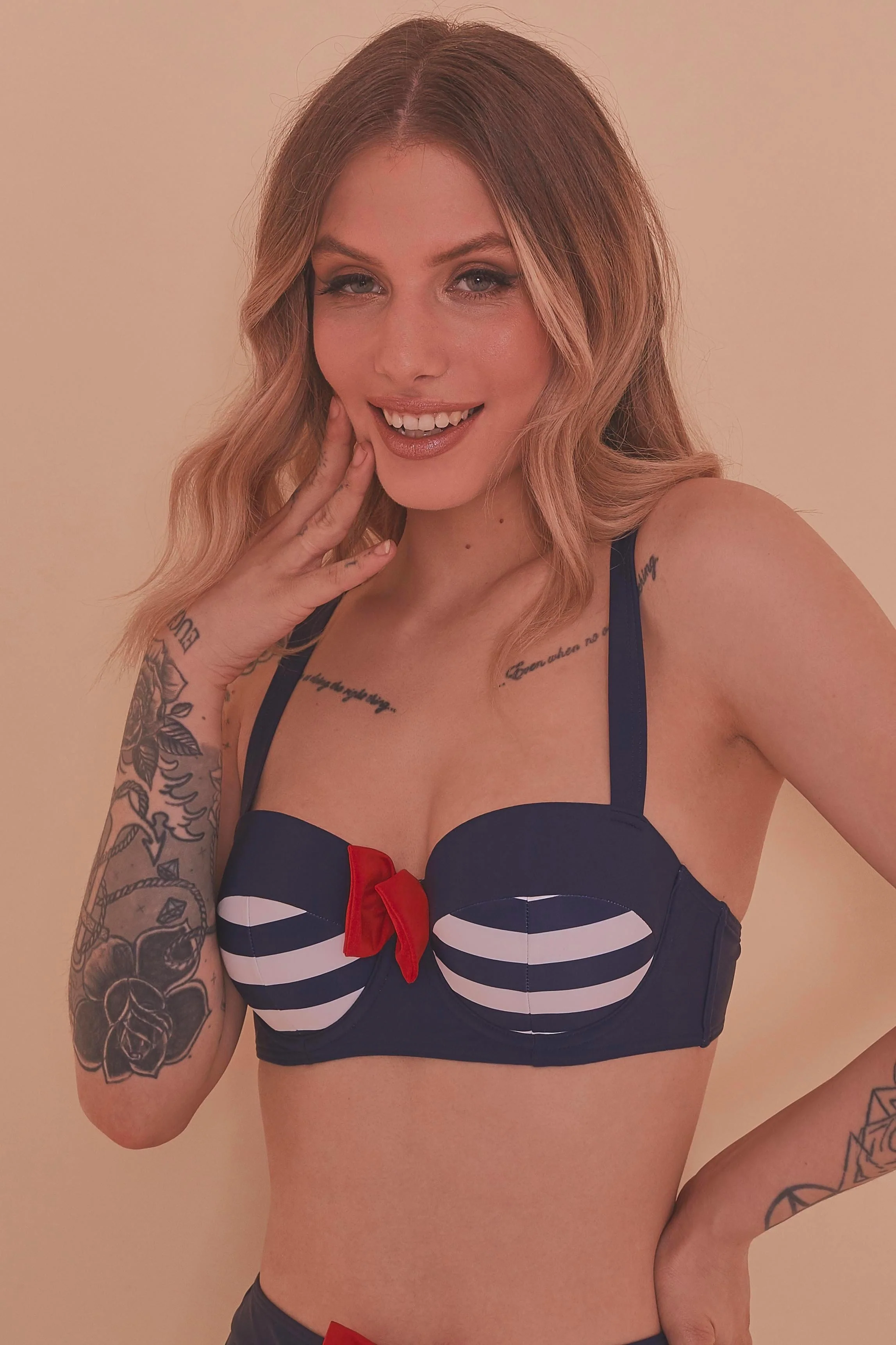 Nautical Navy Bikini Top - Image 3