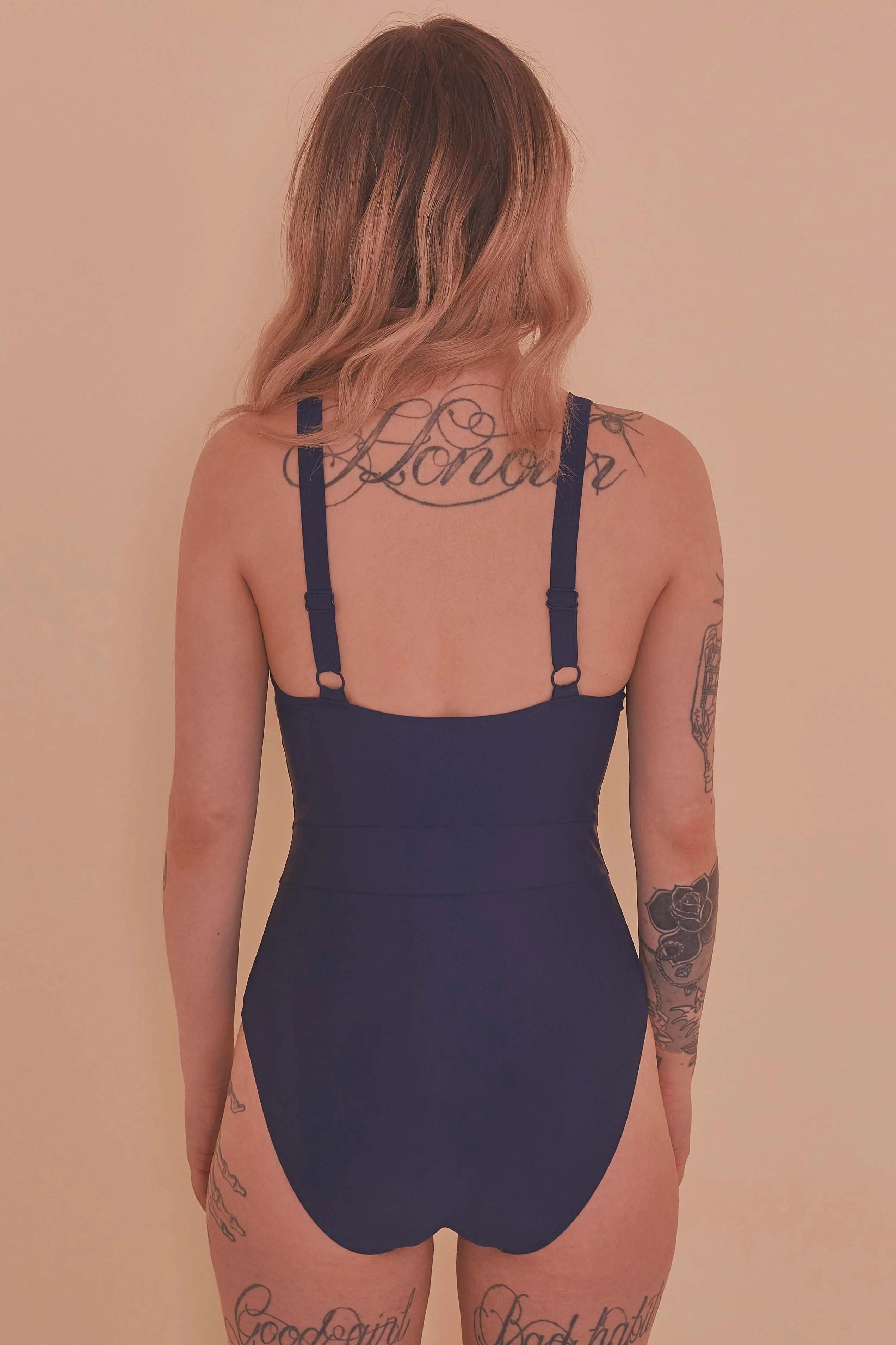 Collectif Nautical Striped Navy Swimsuit - Image 3