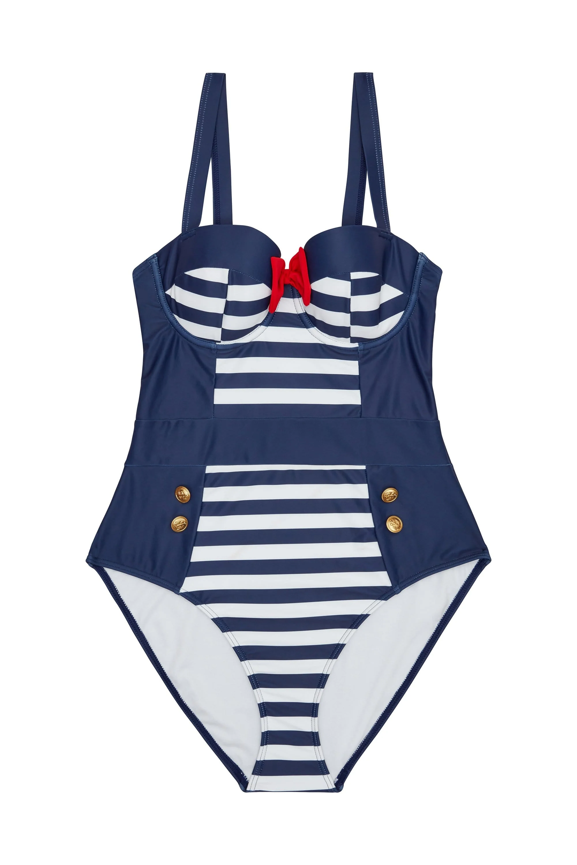 Collectif Nautical Striped Navy Swimsuit - Image 5
