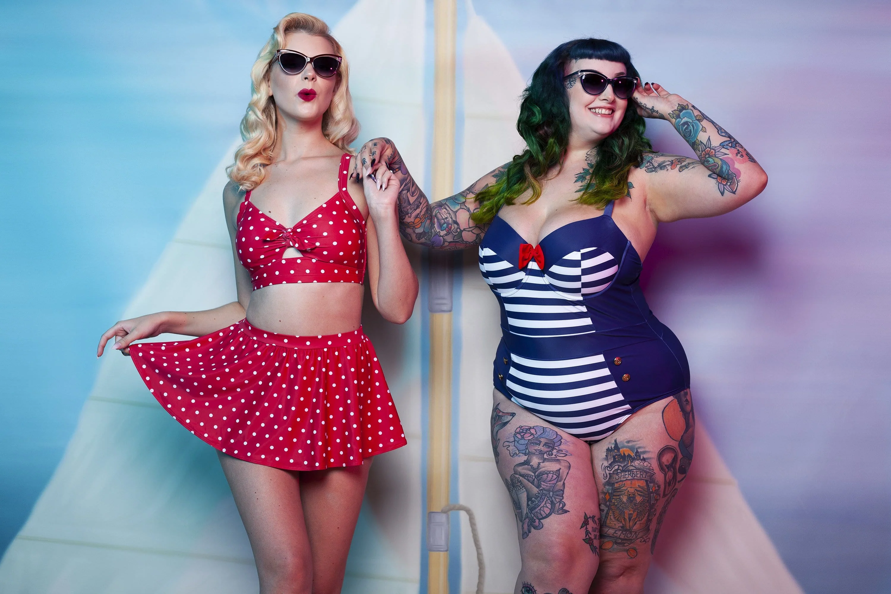Collectif Nautical Striped Navy Swimsuit - Image 7