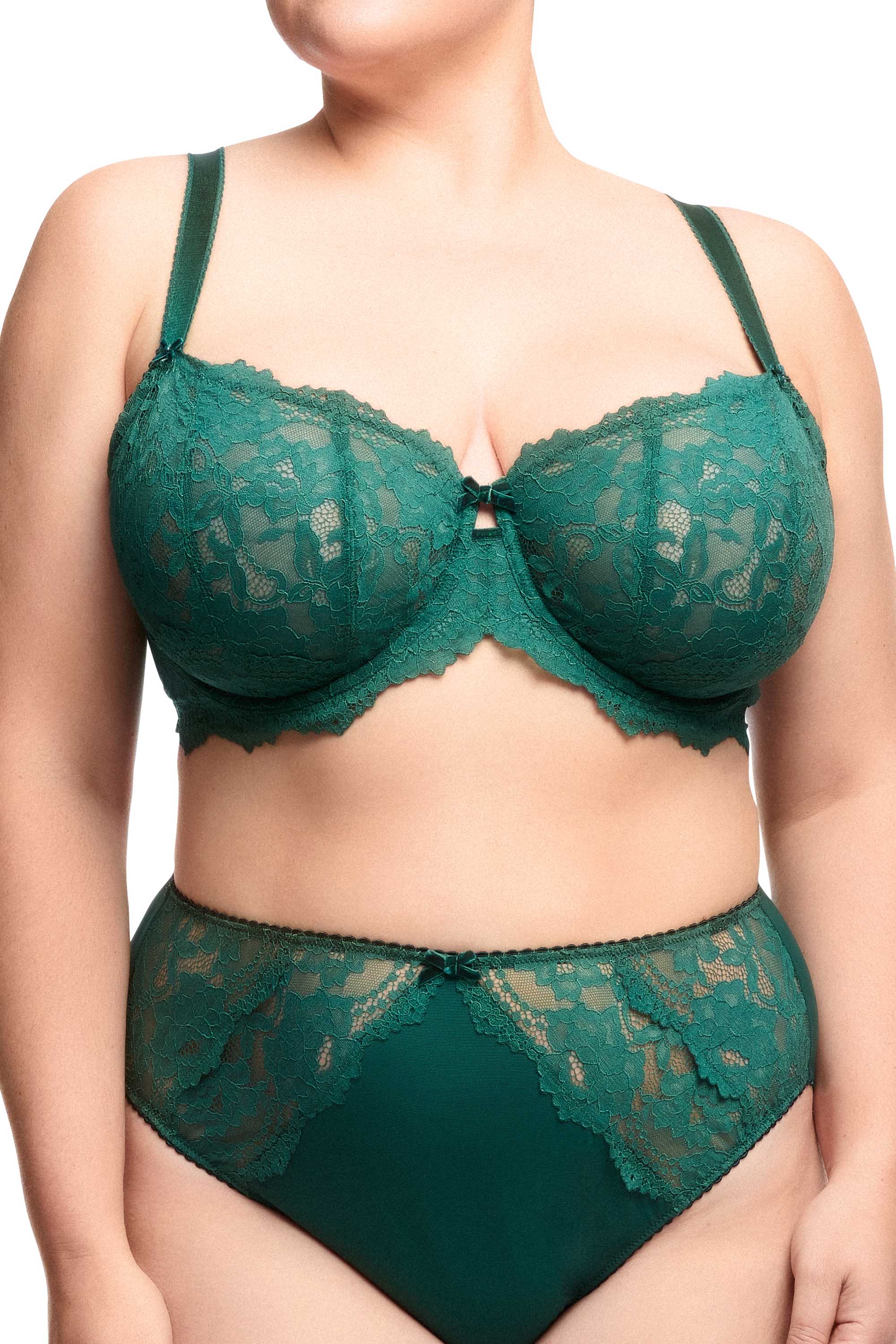Cora Green Lace Underwire Balconette Curve Bra - Image 2