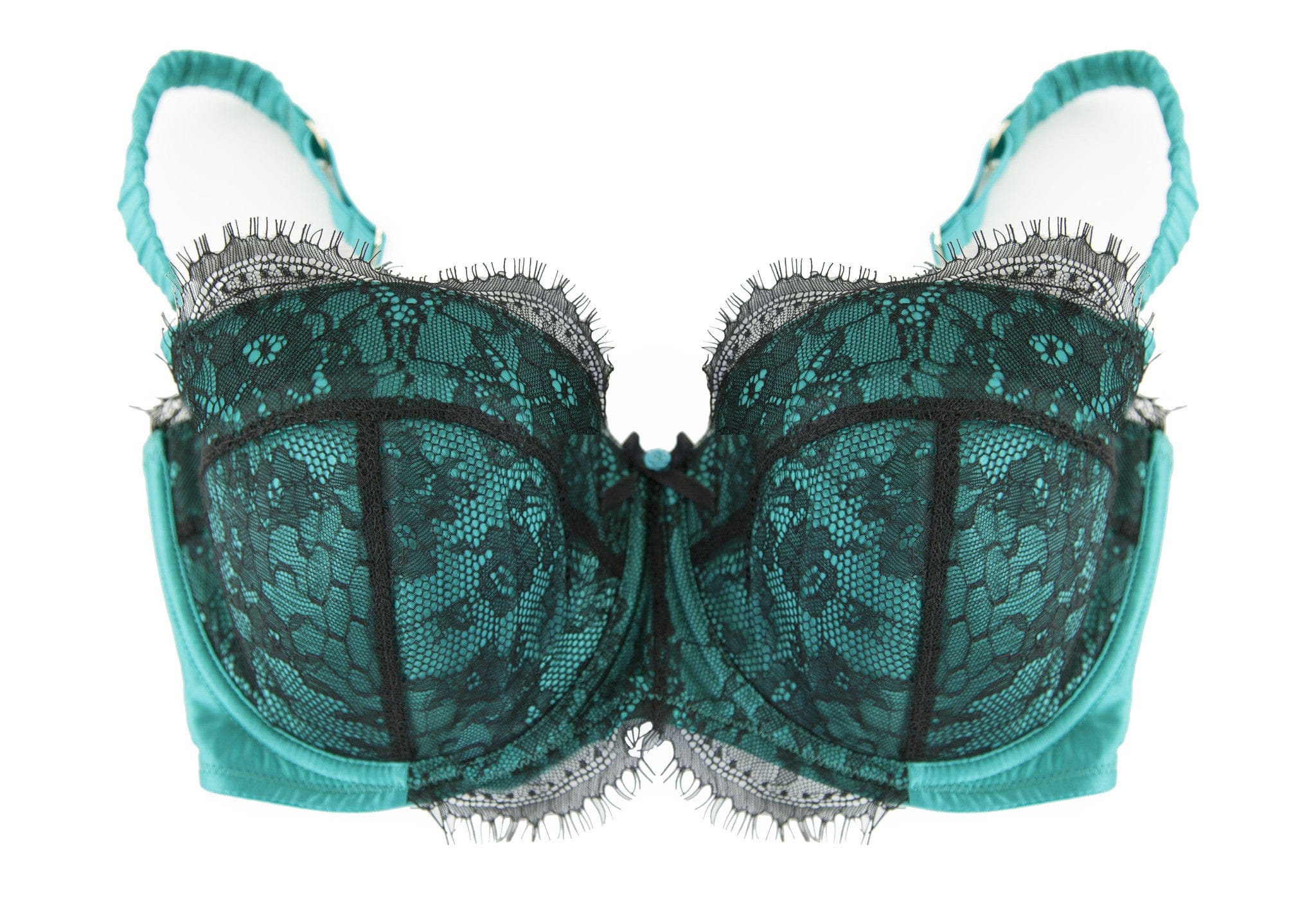 Cordelia Emerald Lace Overlay Bra DD+ Cups - Image 3