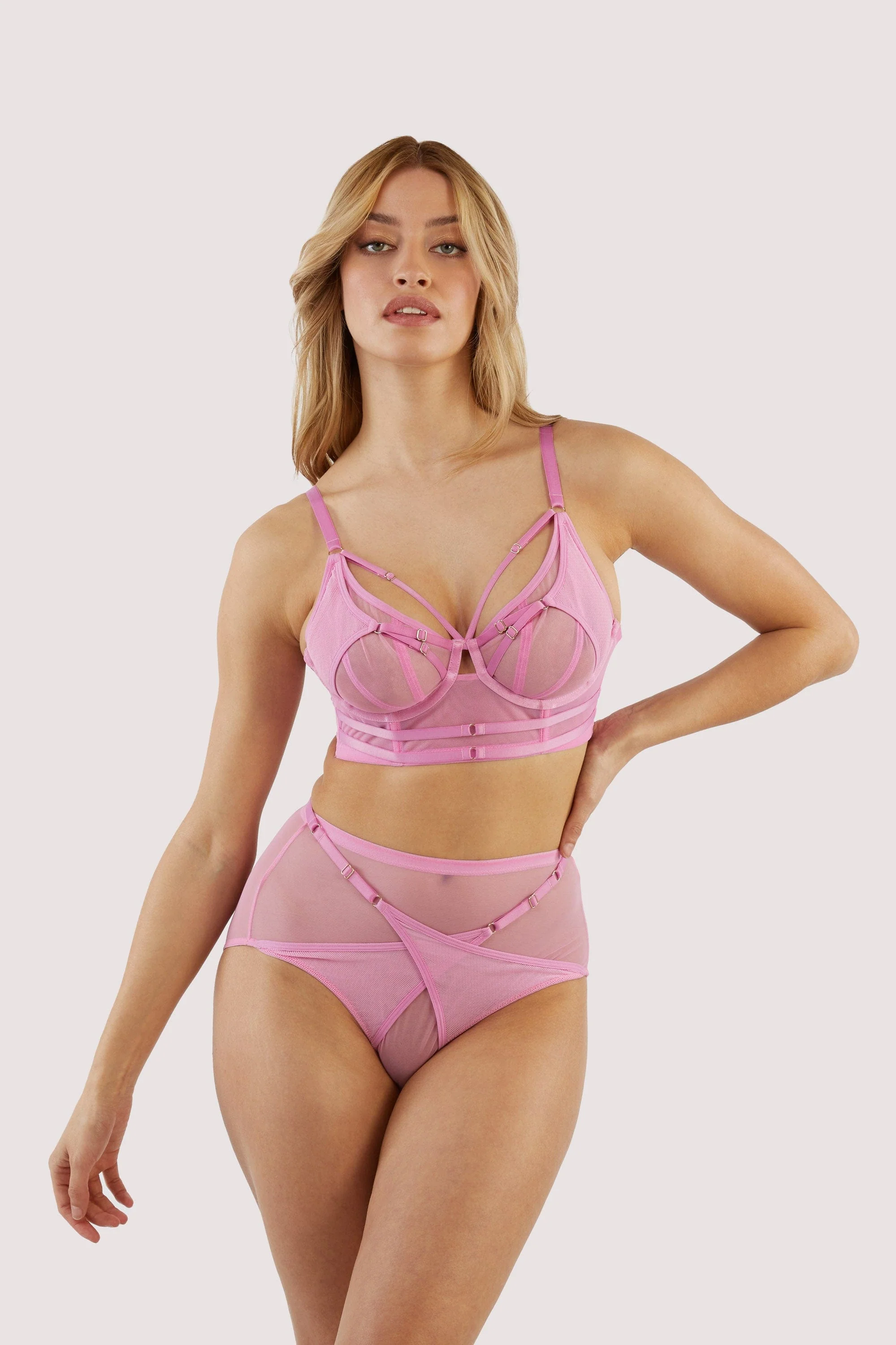 Eddie Pink Crossover Wrap Bra - Image 5