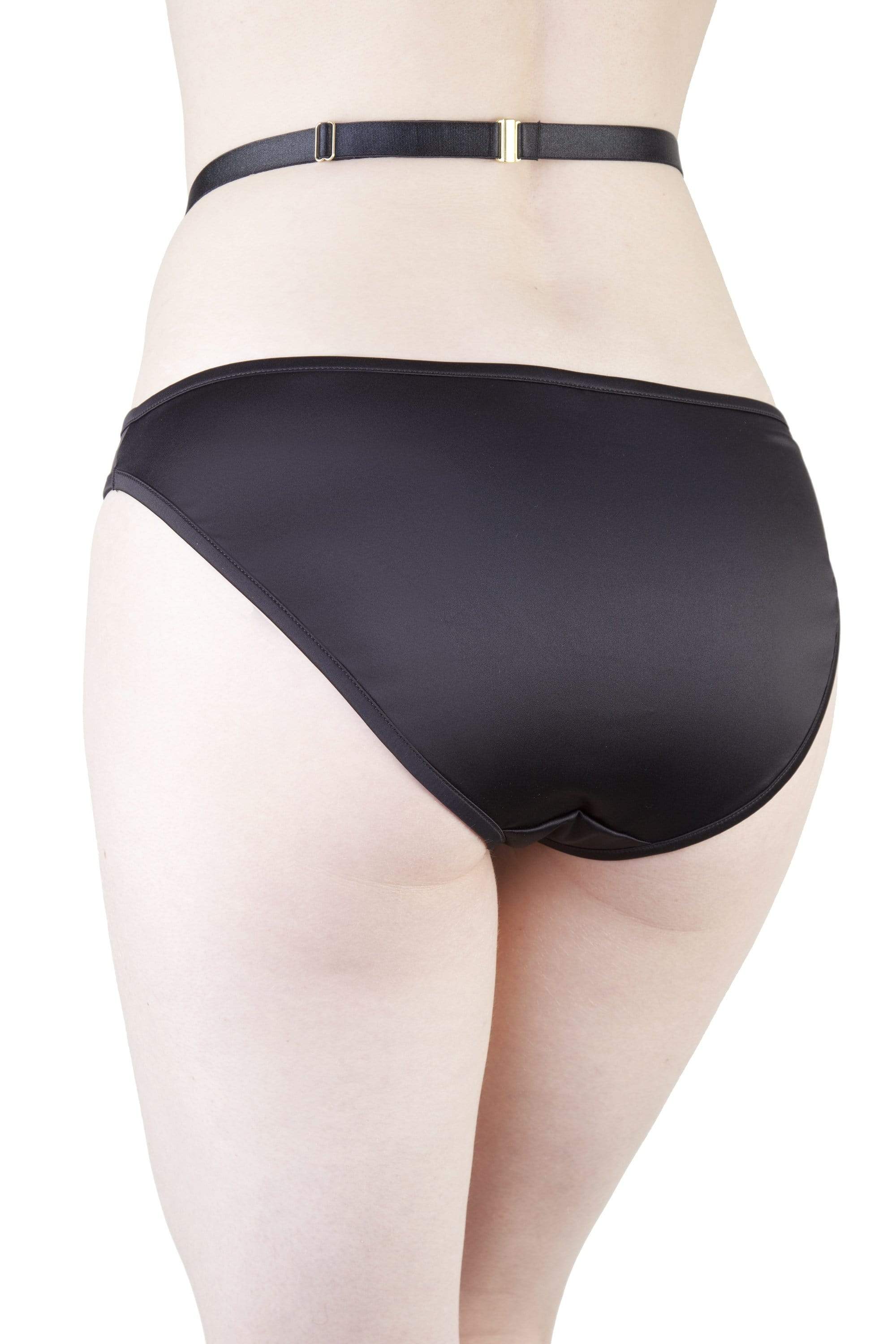 Effie Black Satin and Mesh Applique Brief - Image 2