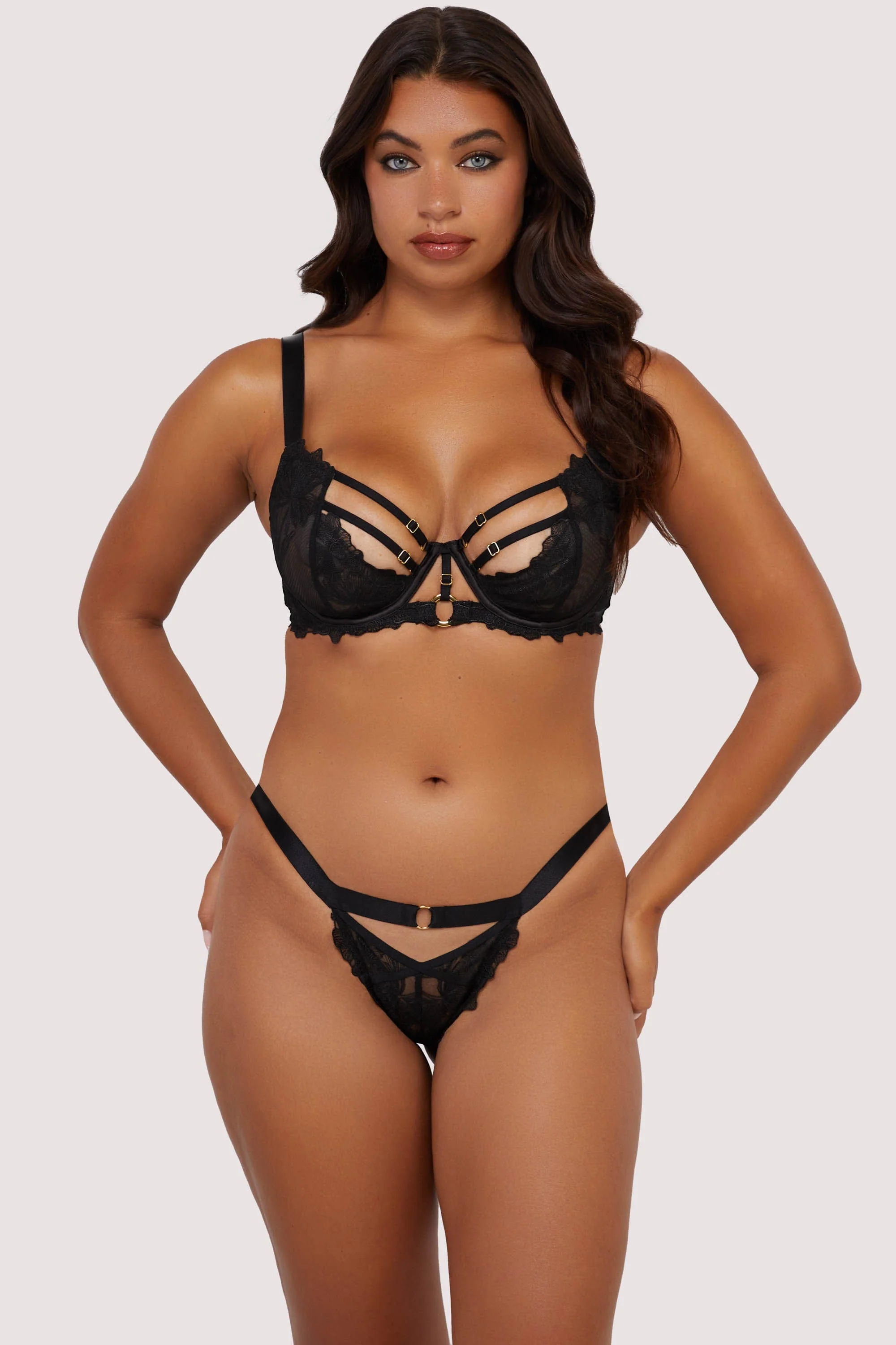 Eleanor Black Strappy Embroidery Brief - Image 3