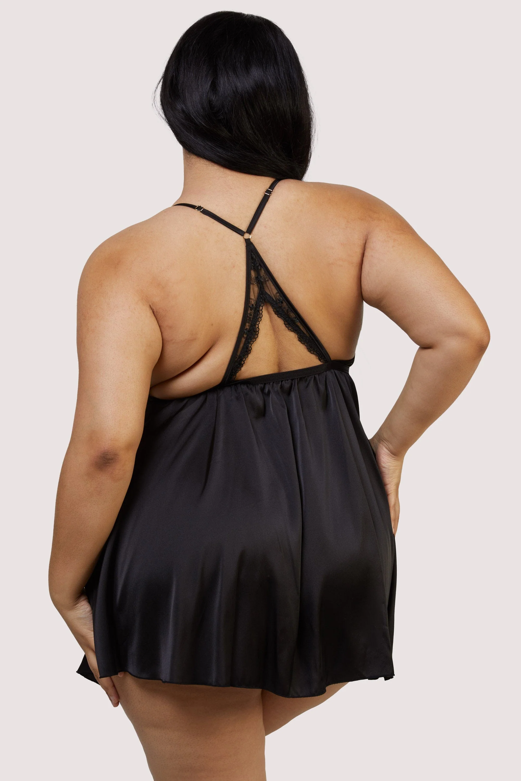 Elise Black Embroidery Babydoll and Thong Set - Image 5