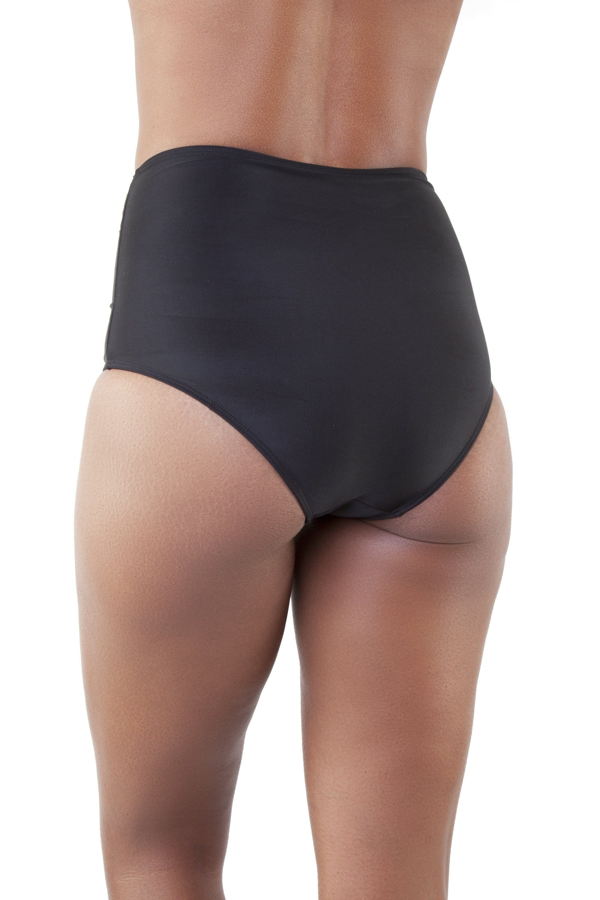 Embroidered High Waist Bikini Brief Black - Image 2