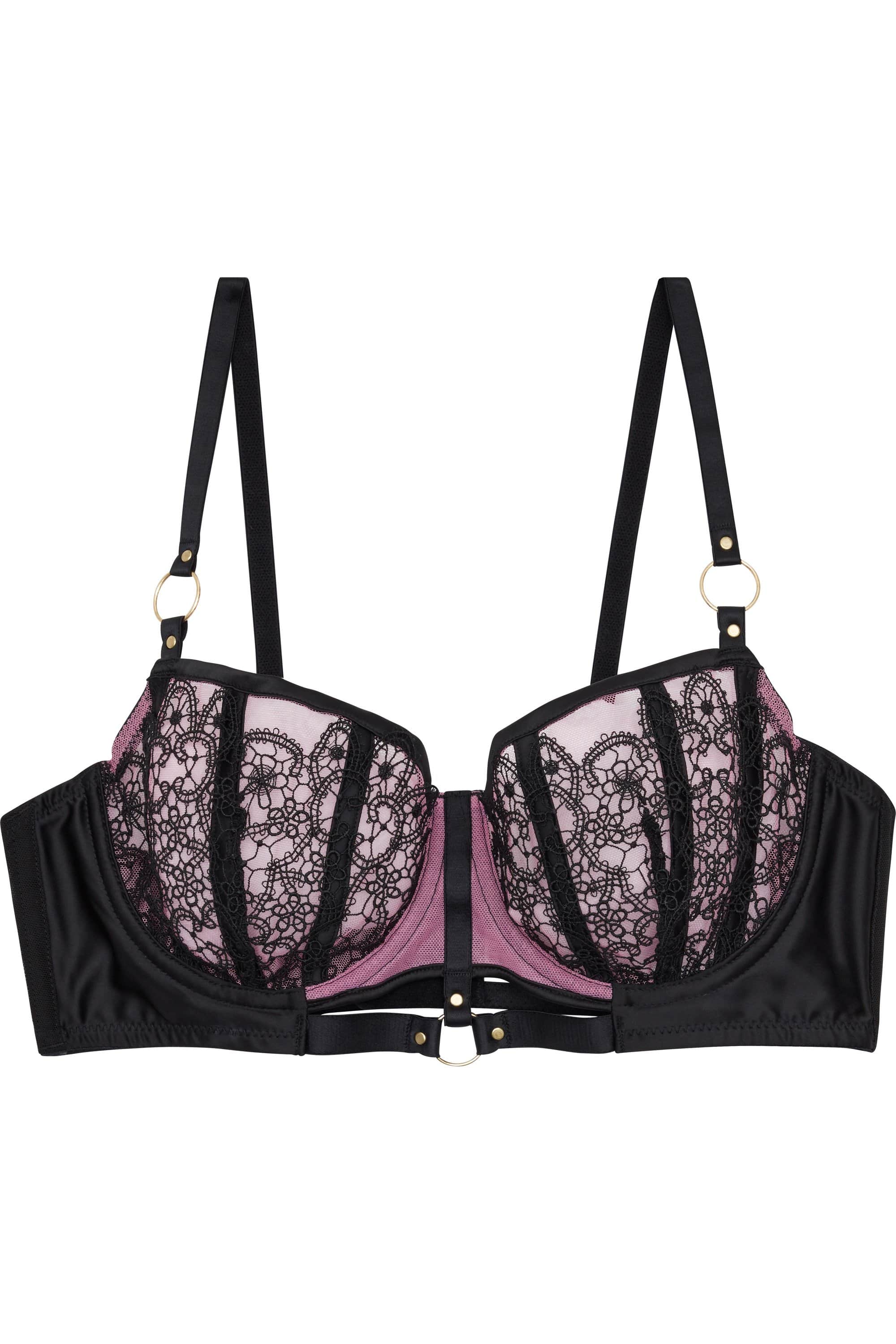 Emelda Lilac Ring detail Curve satin and lace bra - Image 4
