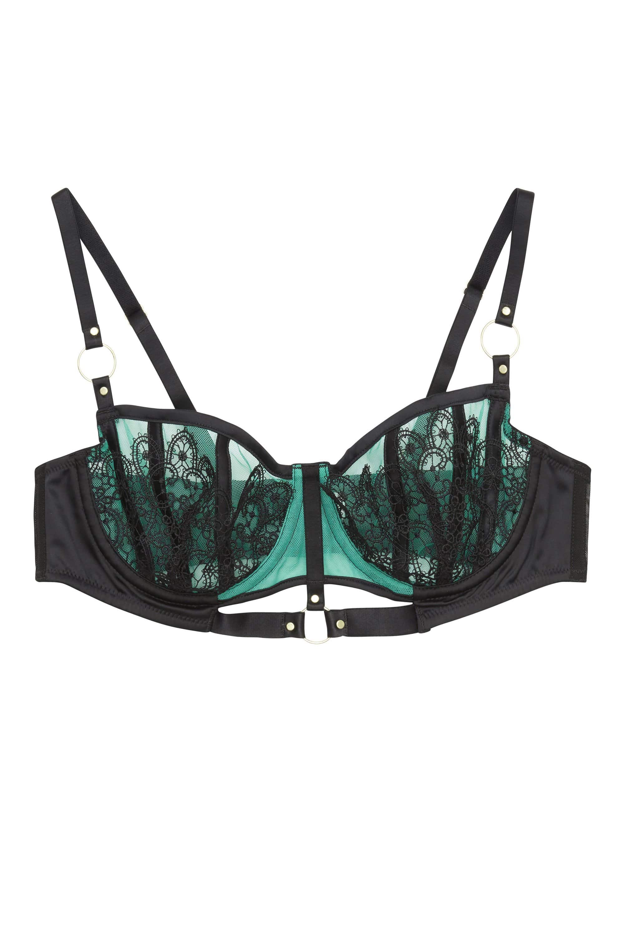 Emelda Ring Detail Satin & Lace Bra DD/E - I Cups - Image 5