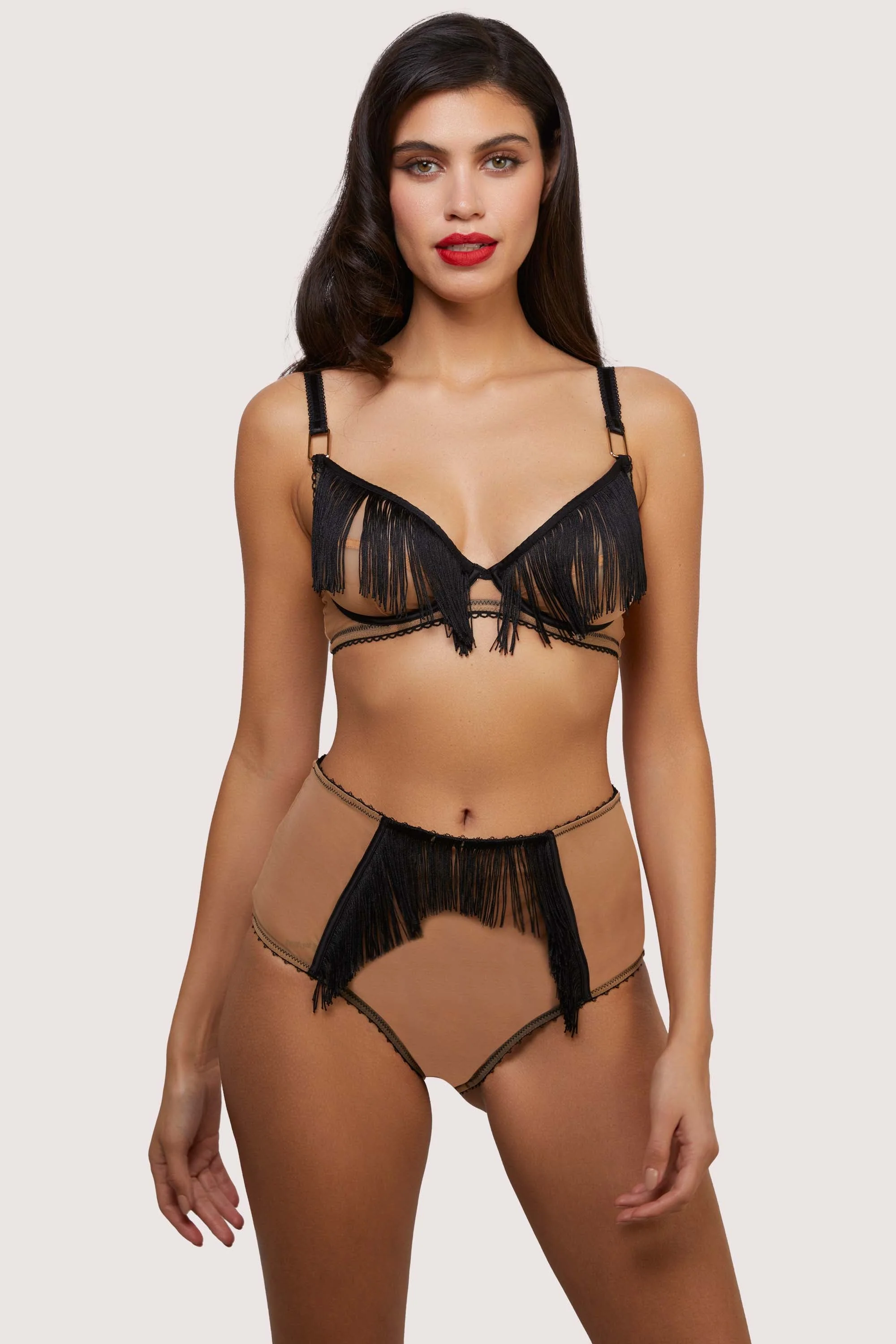 Esme Illusion Net and Fringe Push Up Plunge Bra - Image 3