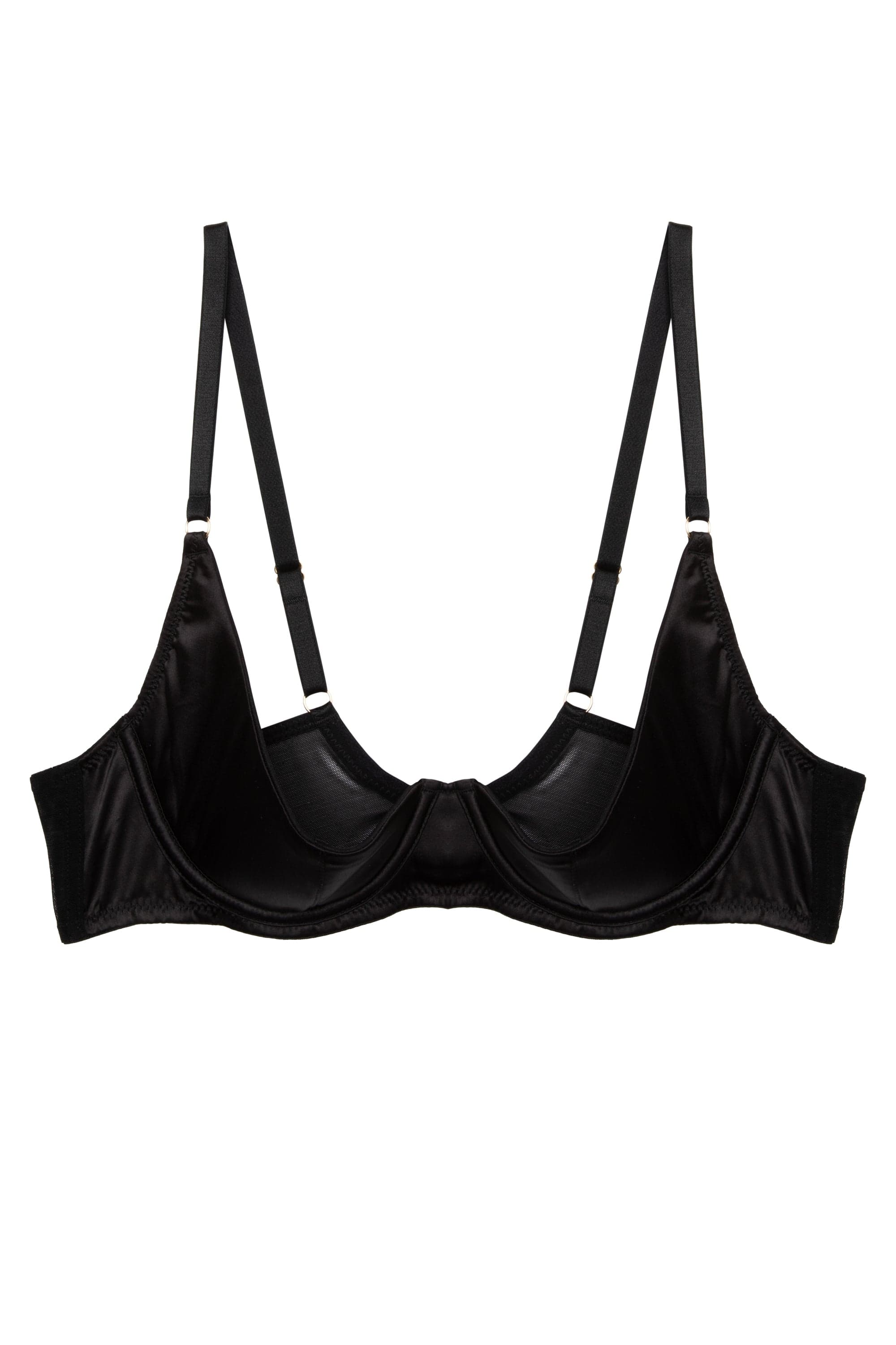 Etta Black Satin Quarter Cup Bra - Image 5