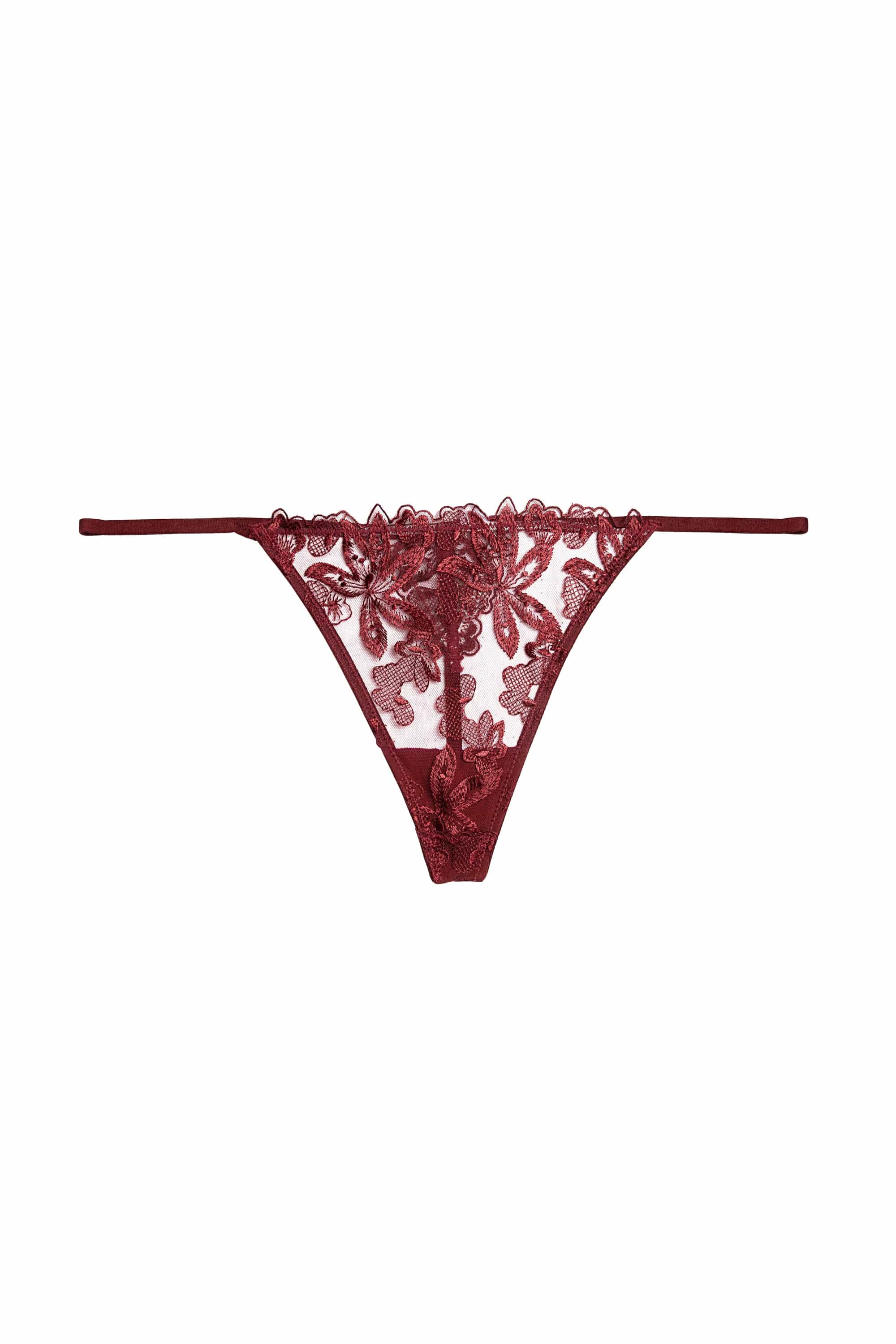Eva Dark Cherry Graphic Embroidery Thong - Image 8