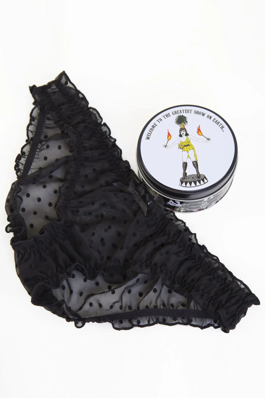 Exotic Circus Tin – Fire Girl – Chiffon Spotty Brief - Image 2
