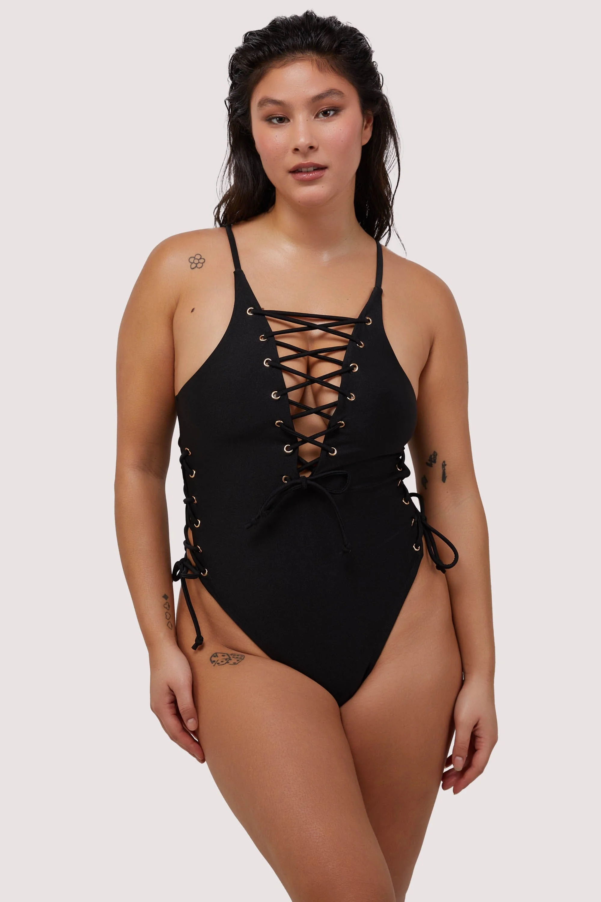 Eden Eden Fuller Bust Black Plunge Lace-Up Swimsuit - Image 4