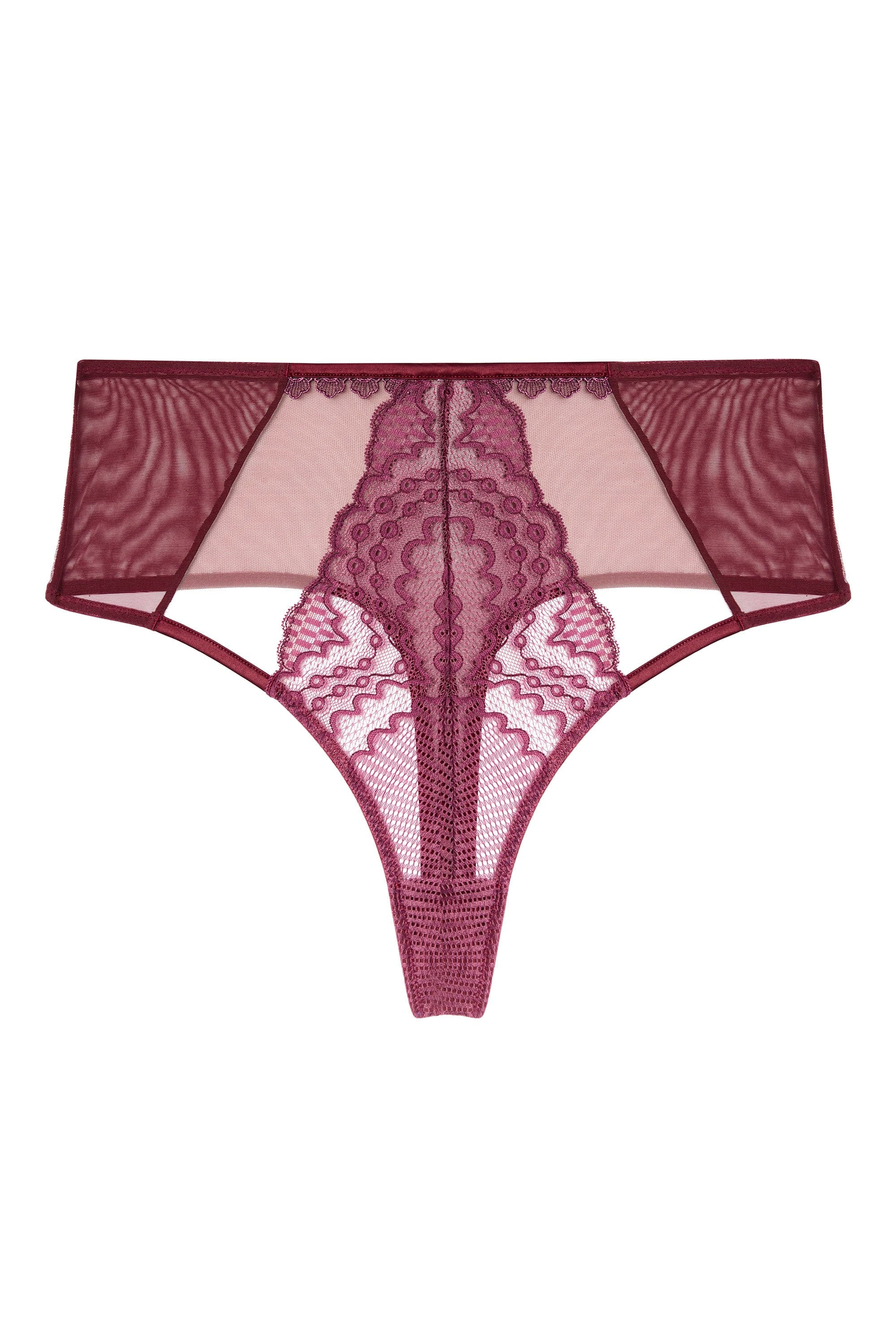Astrid Merlot Lace And Trim High Waisted Brief - Image 9