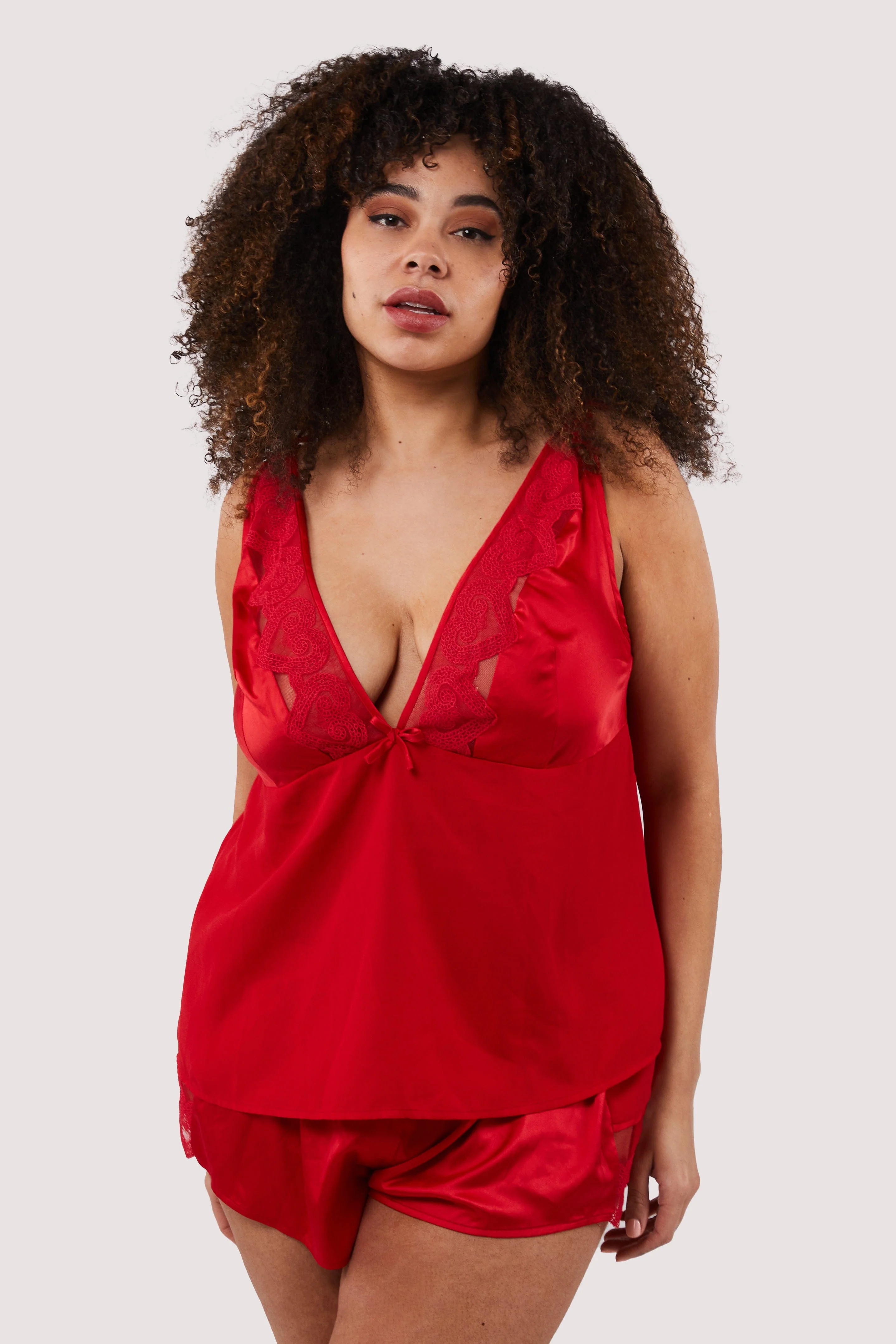 Cupid Pink And Red Love Hearts Cami Top & Shorts - Image 4