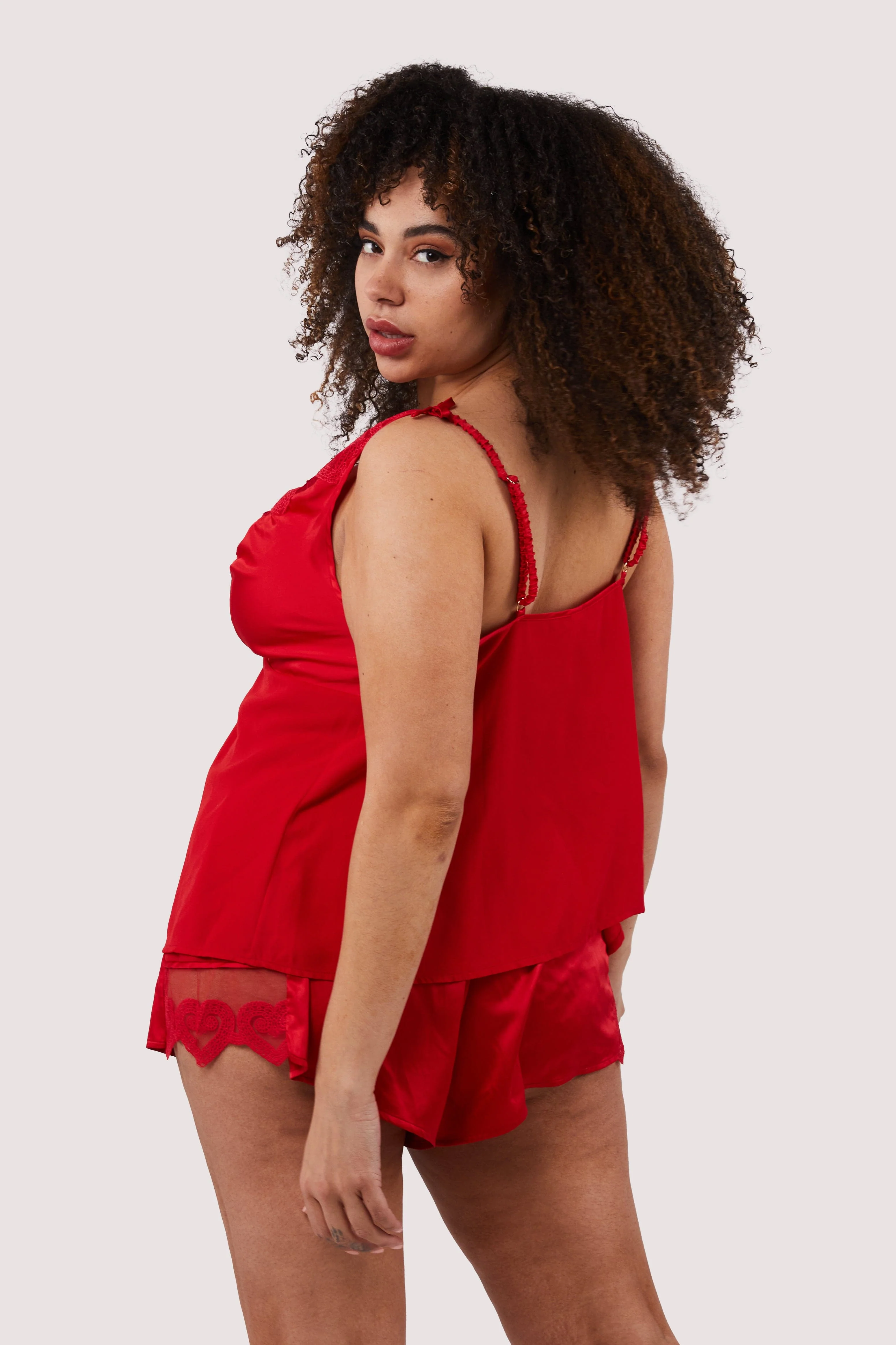 Cupid Pink And Red Love Hearts Cami Top & Shorts - Image 7