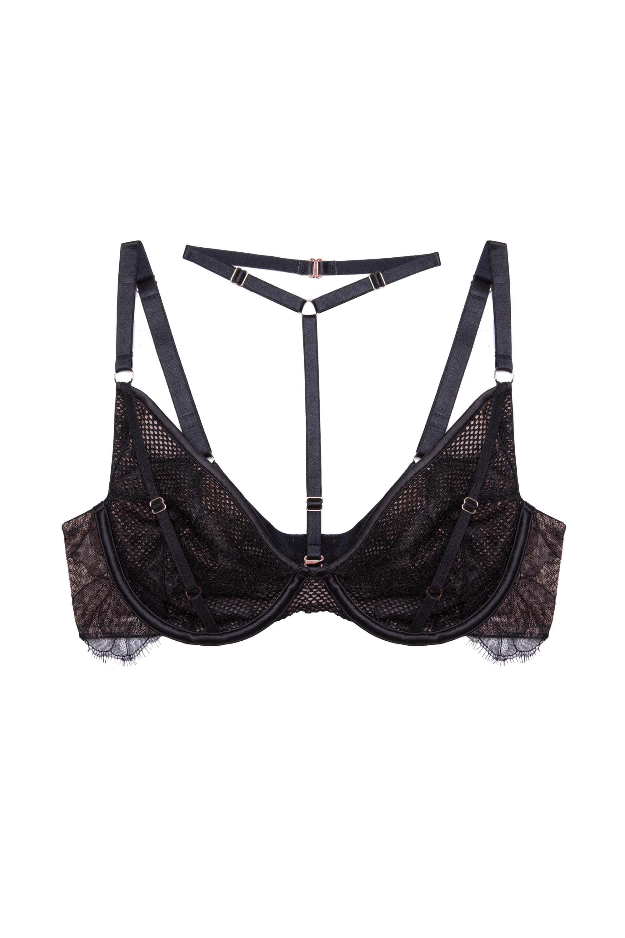 Fairfield Black Fishnet And Lace Plunge Bra - Image 7