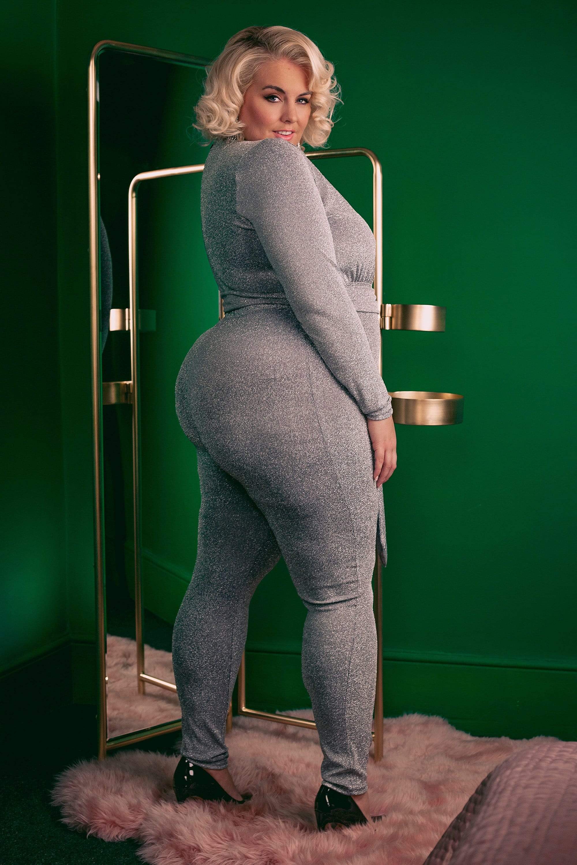 Farouz Silver Disco Jumpsuit Curve - Image 2