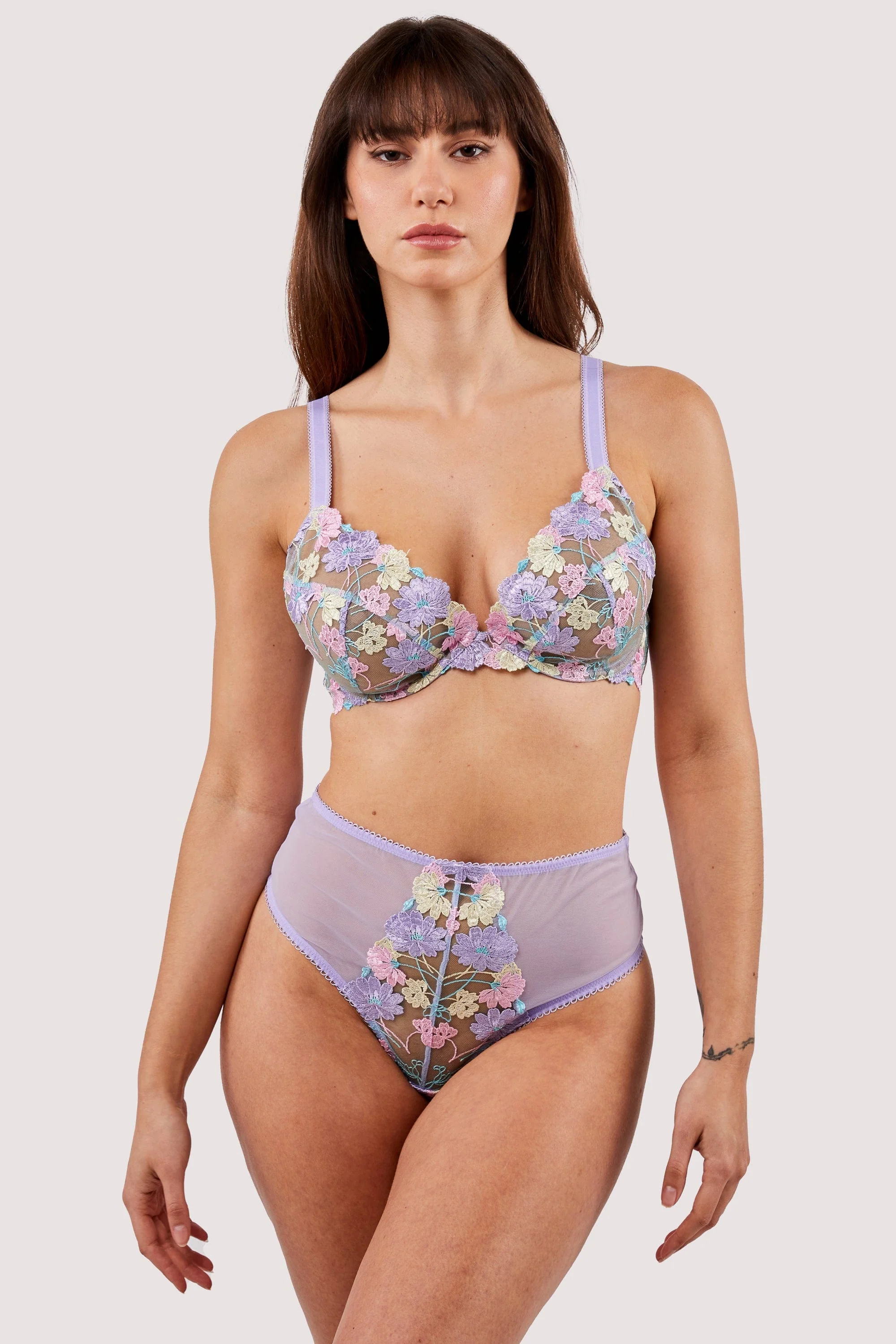 Luna Pastel Embroidered High Waisted Thong - Image 6
