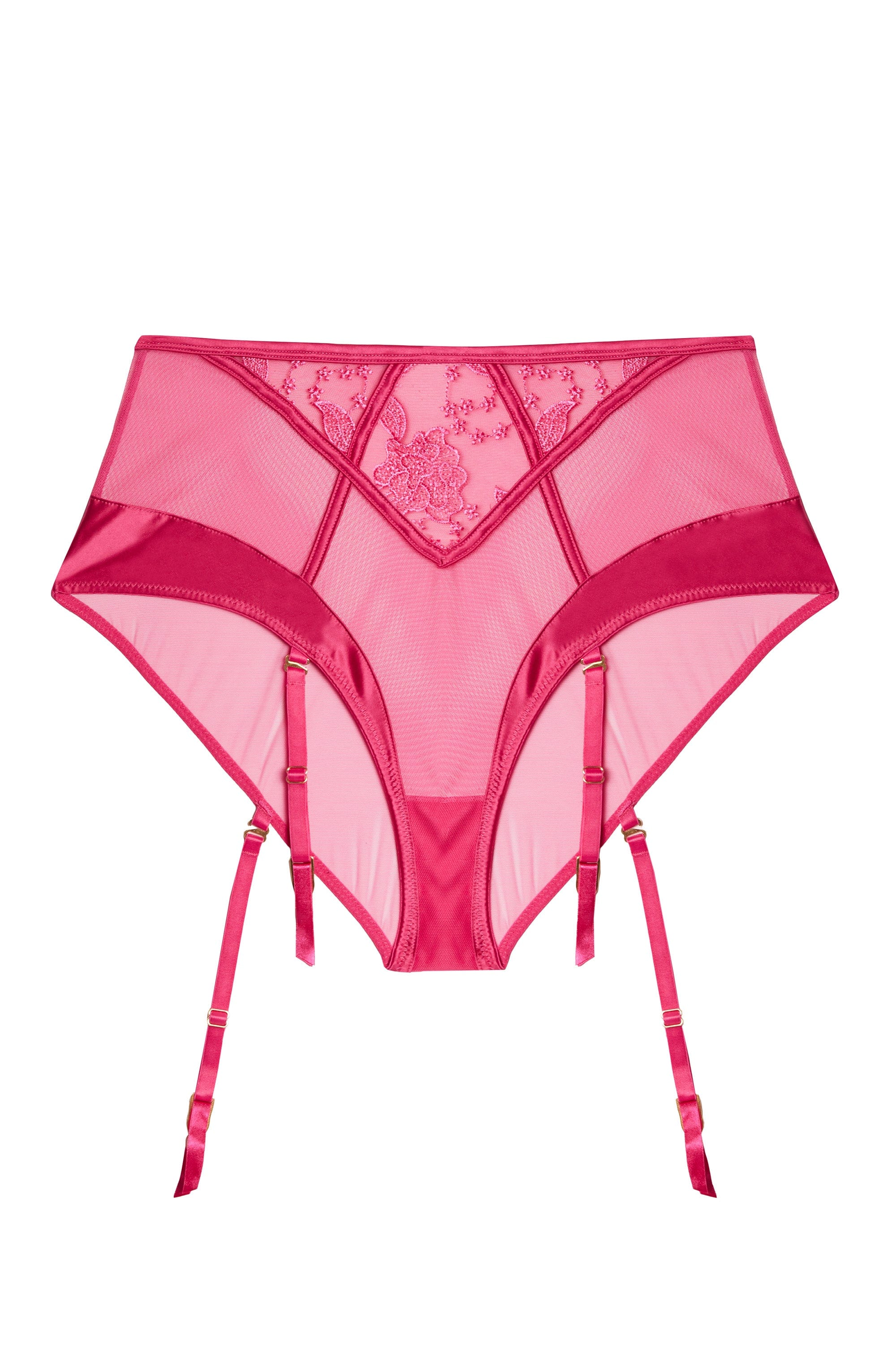 Lyra Pink Embroidered High Waisted Suspender Brief - Image 8