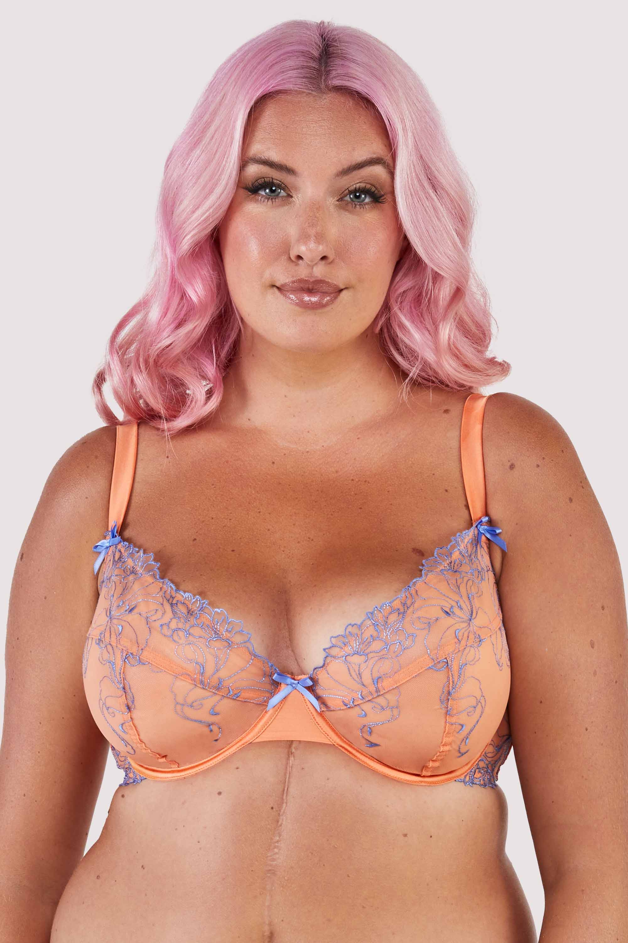 Palm Bay Coral Embroidery Plunge Bra - Image 6