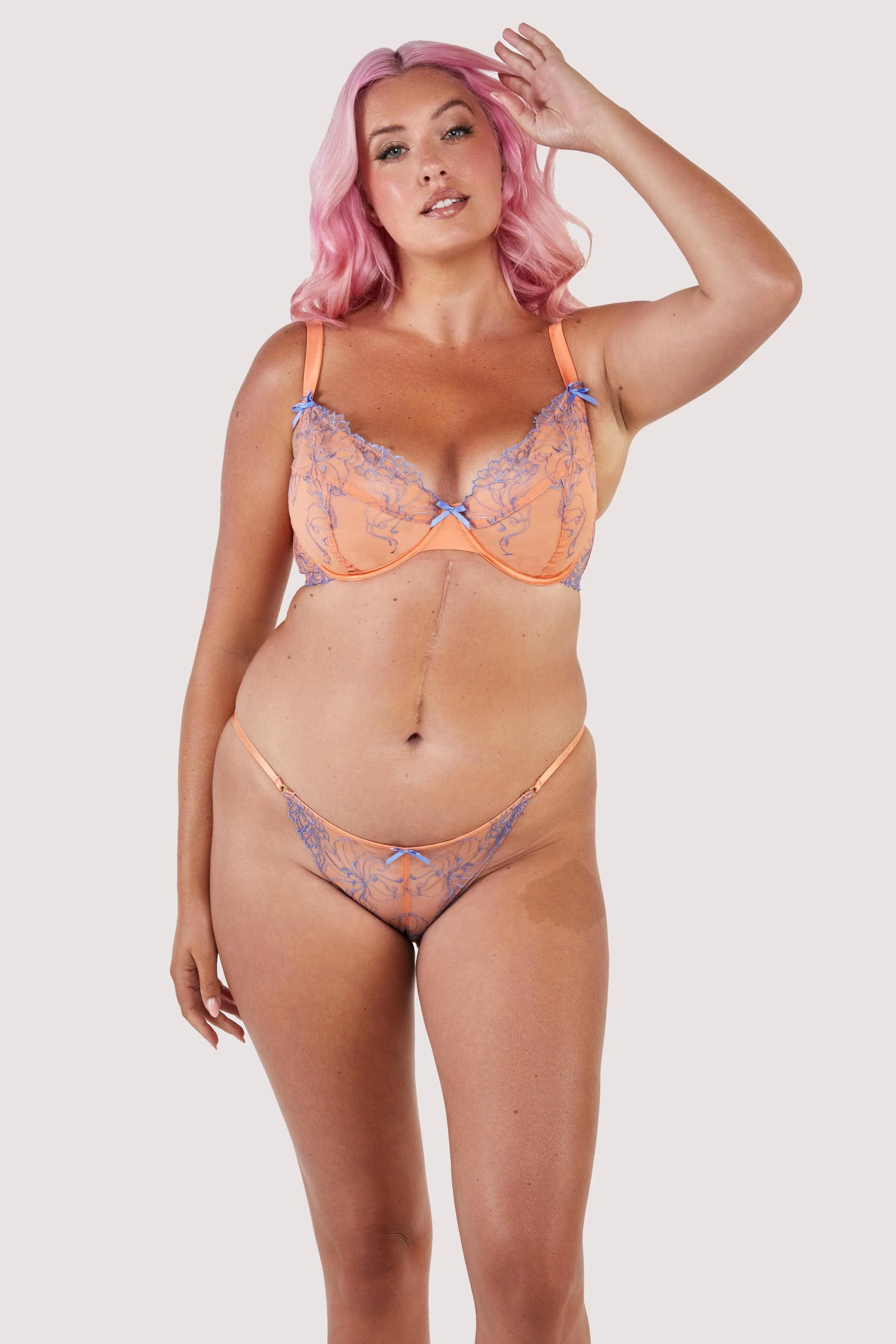 Palm Bay Coral Embroidery Plunge Bra - Image 7