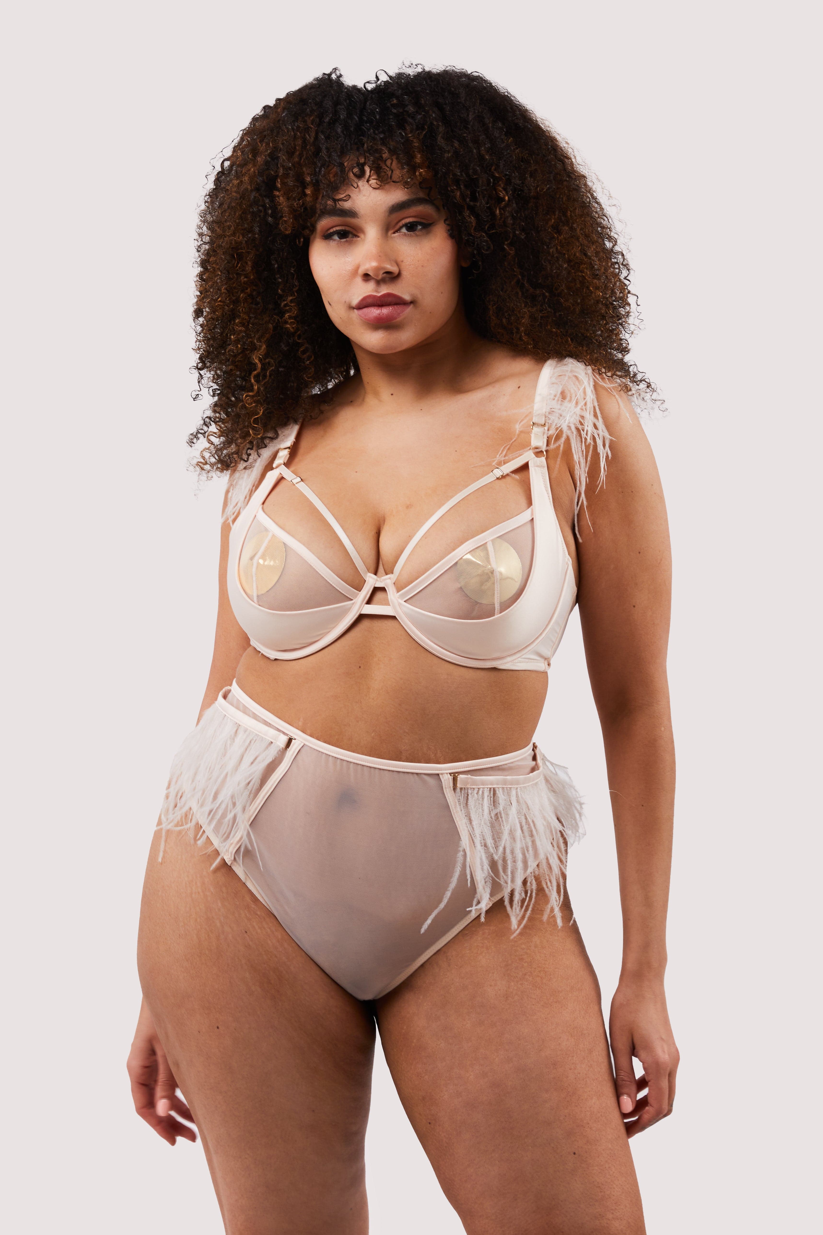 Phoenix Blush Mesh And Satin Feather Bra - Image 11