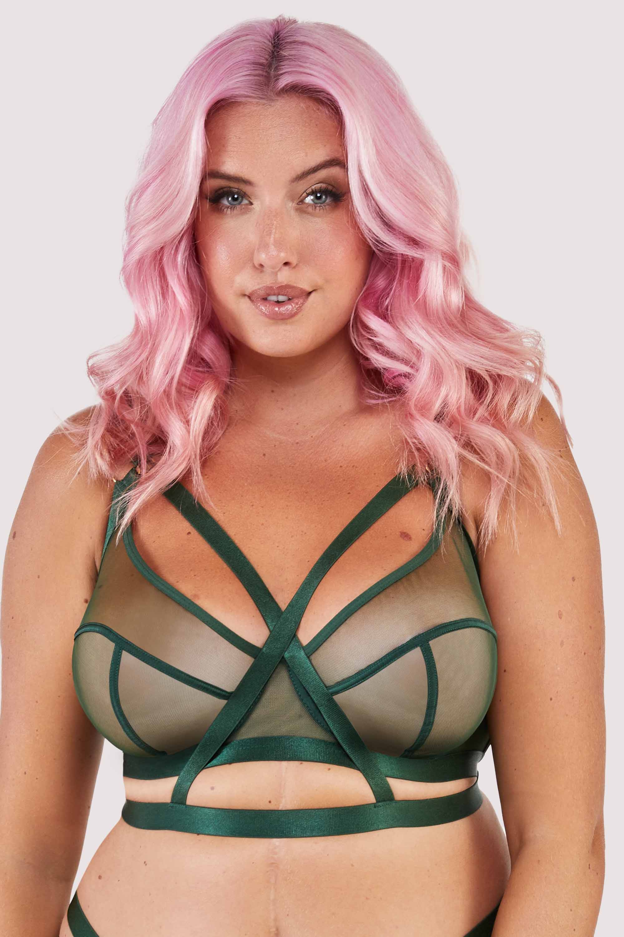 Regent Green Mesh Harness Balcony Bra - Image 5