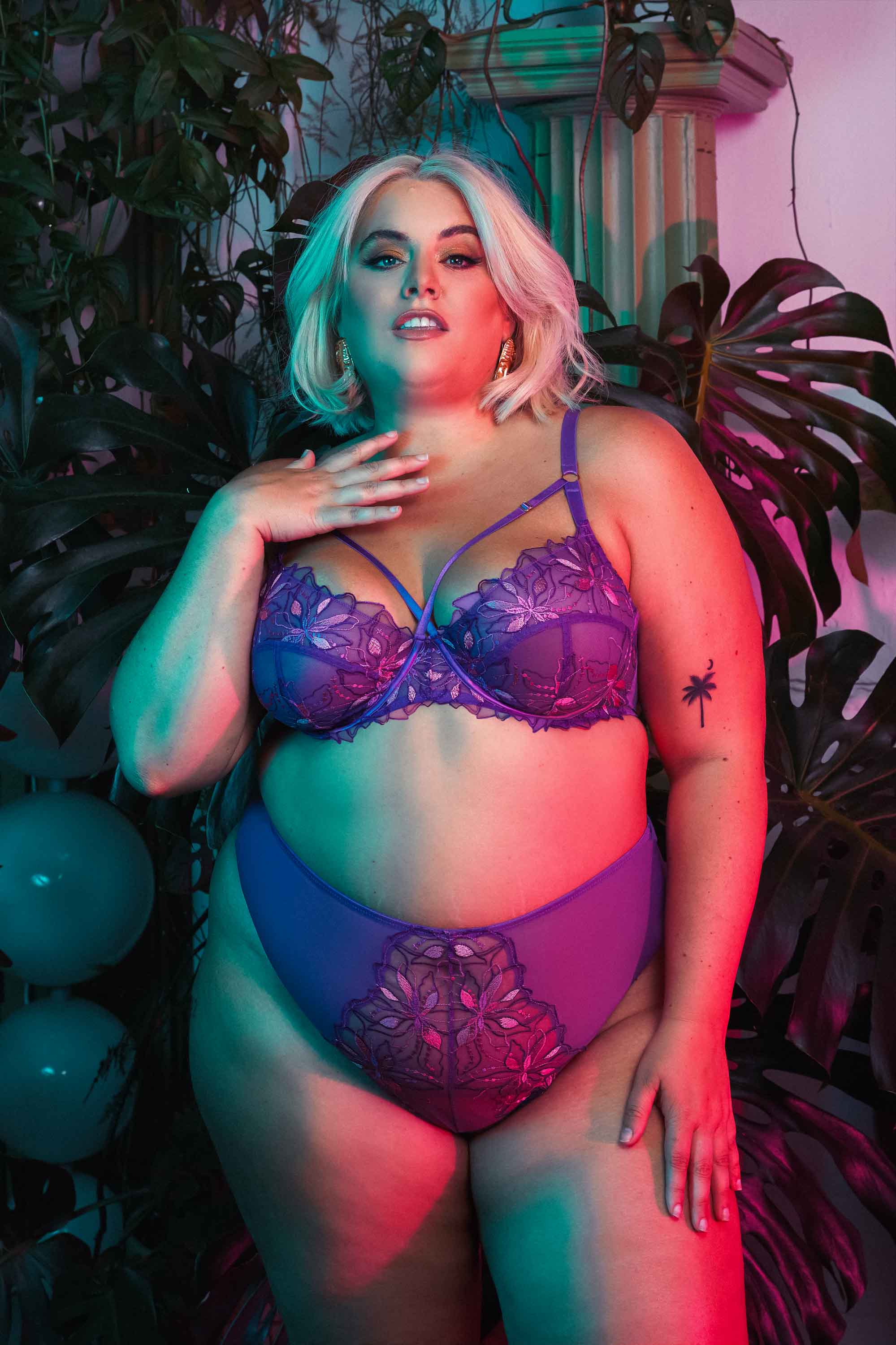 Walpole Purple Embroidered High Waist Thong - Image 2