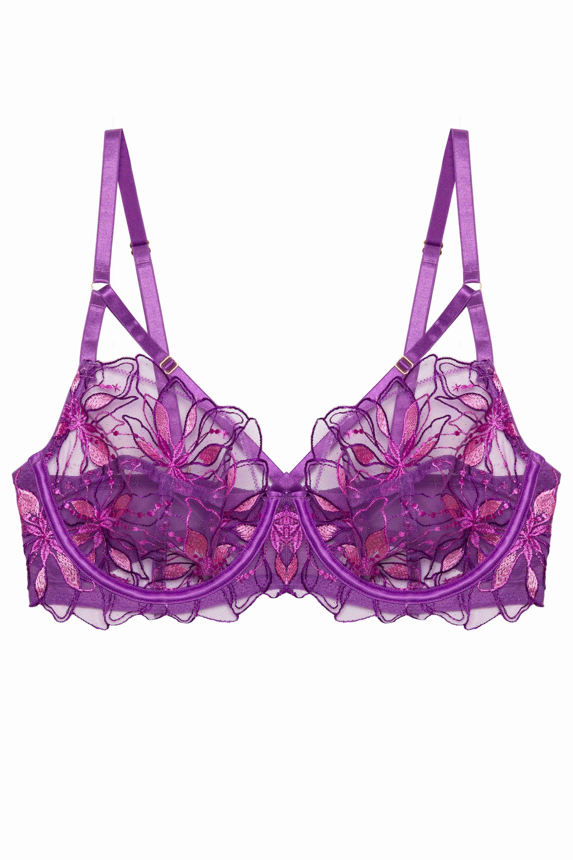 Walpole Purple Embroidered Strappy Balconette Bra - Image 8