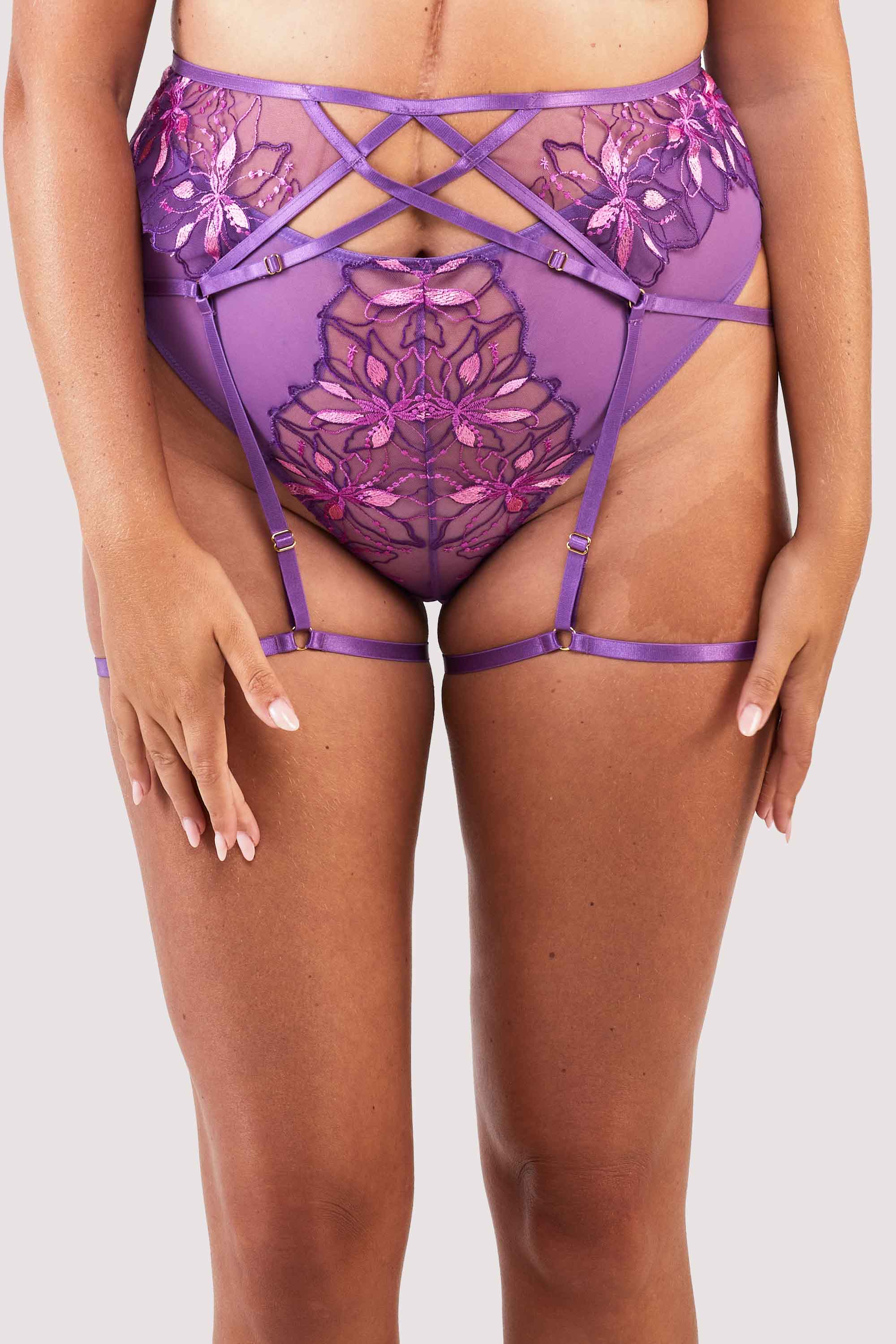 Walpole Purple Embroidered Strappy Suspender Belt - Image 7