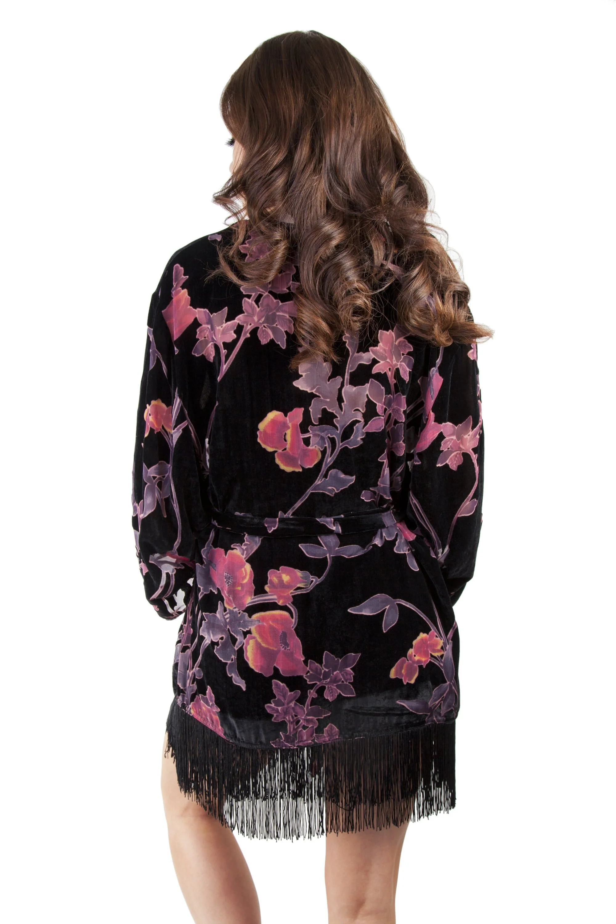 Francois Black Deco Devore Robe - Image 3