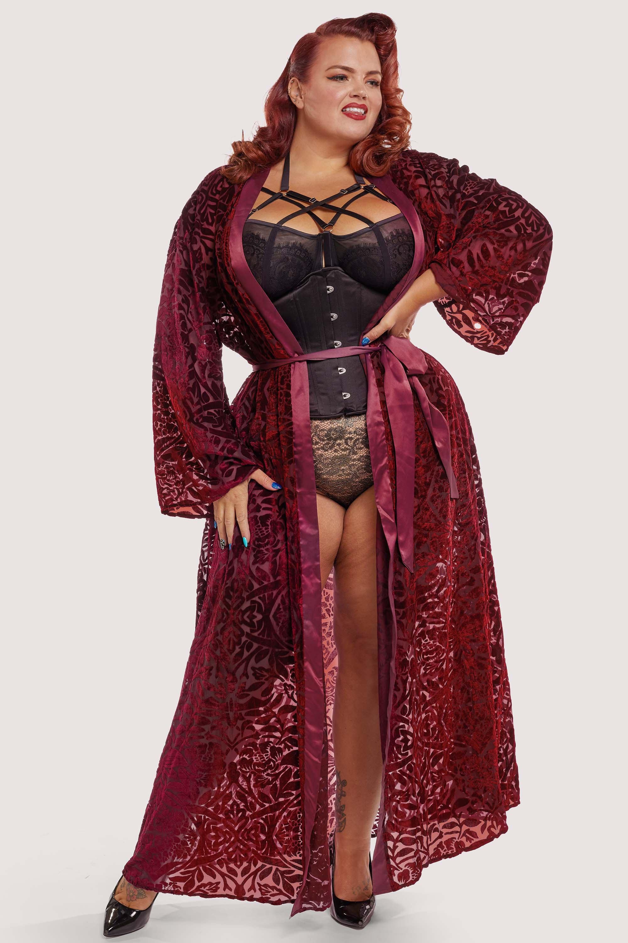FFFB Wine Devore Gown Curve - Image 3