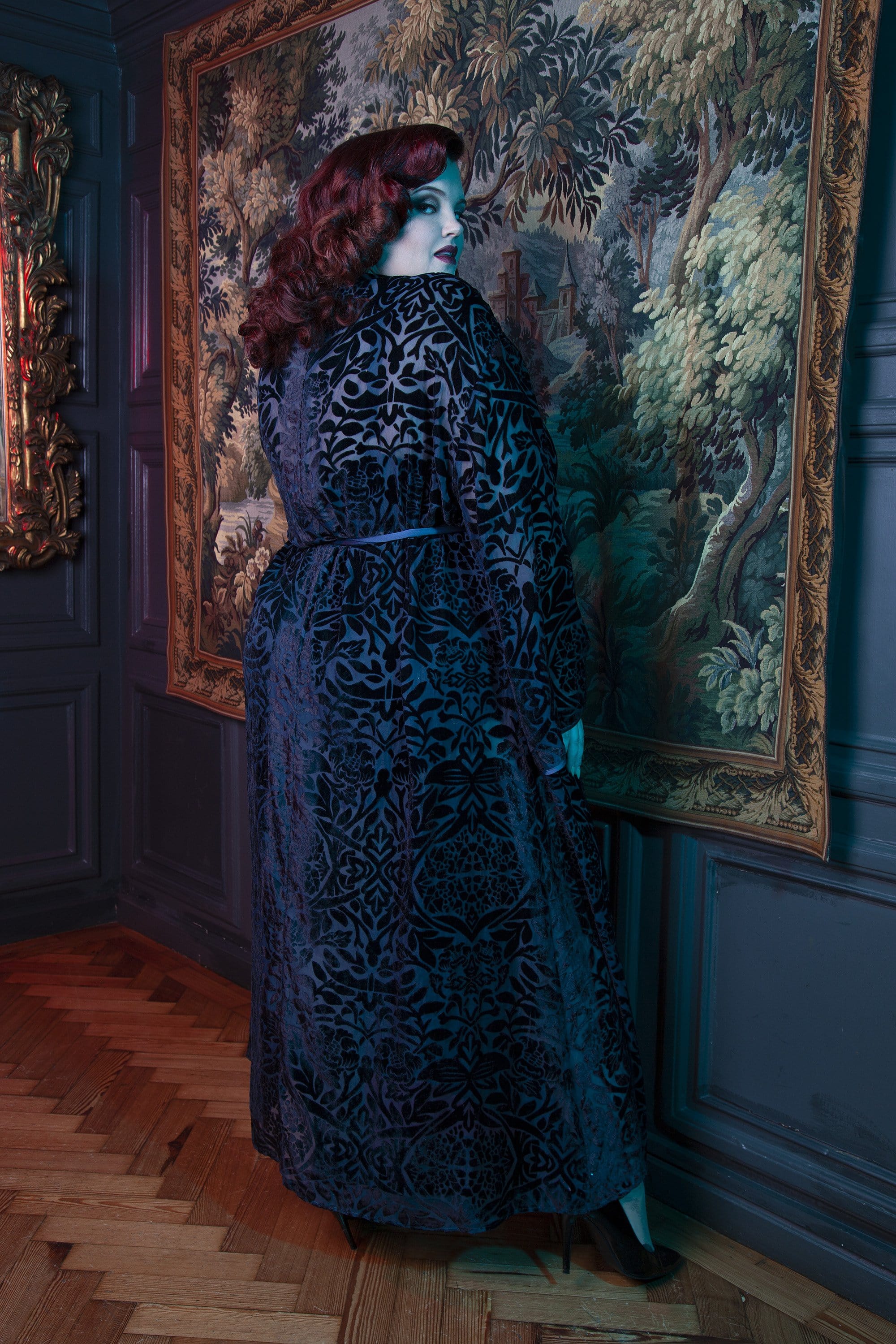 FFFB Teal devore long robe curve - Image 2