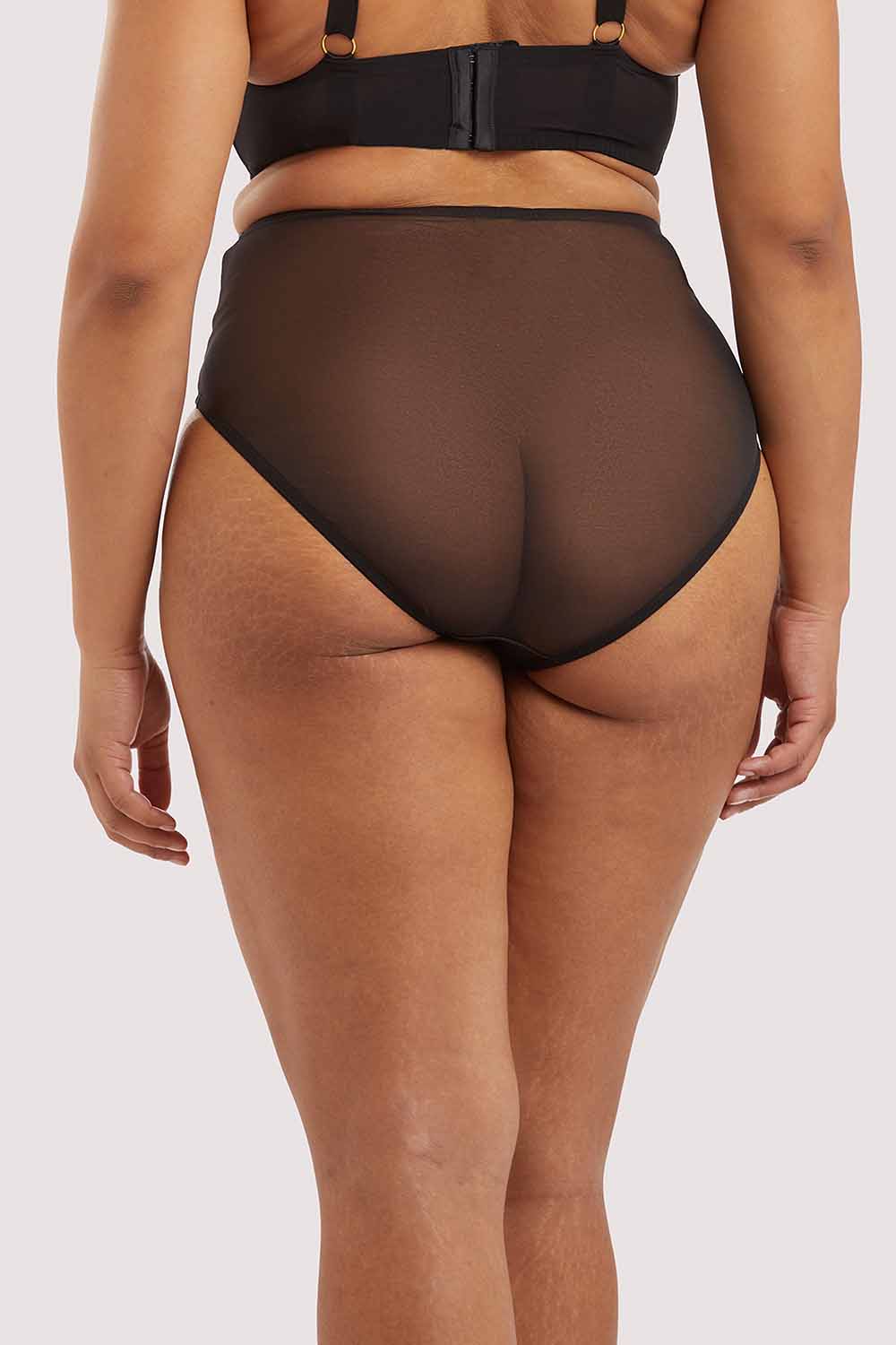 Eagan Black Satin High Waist Knicker - Image 2