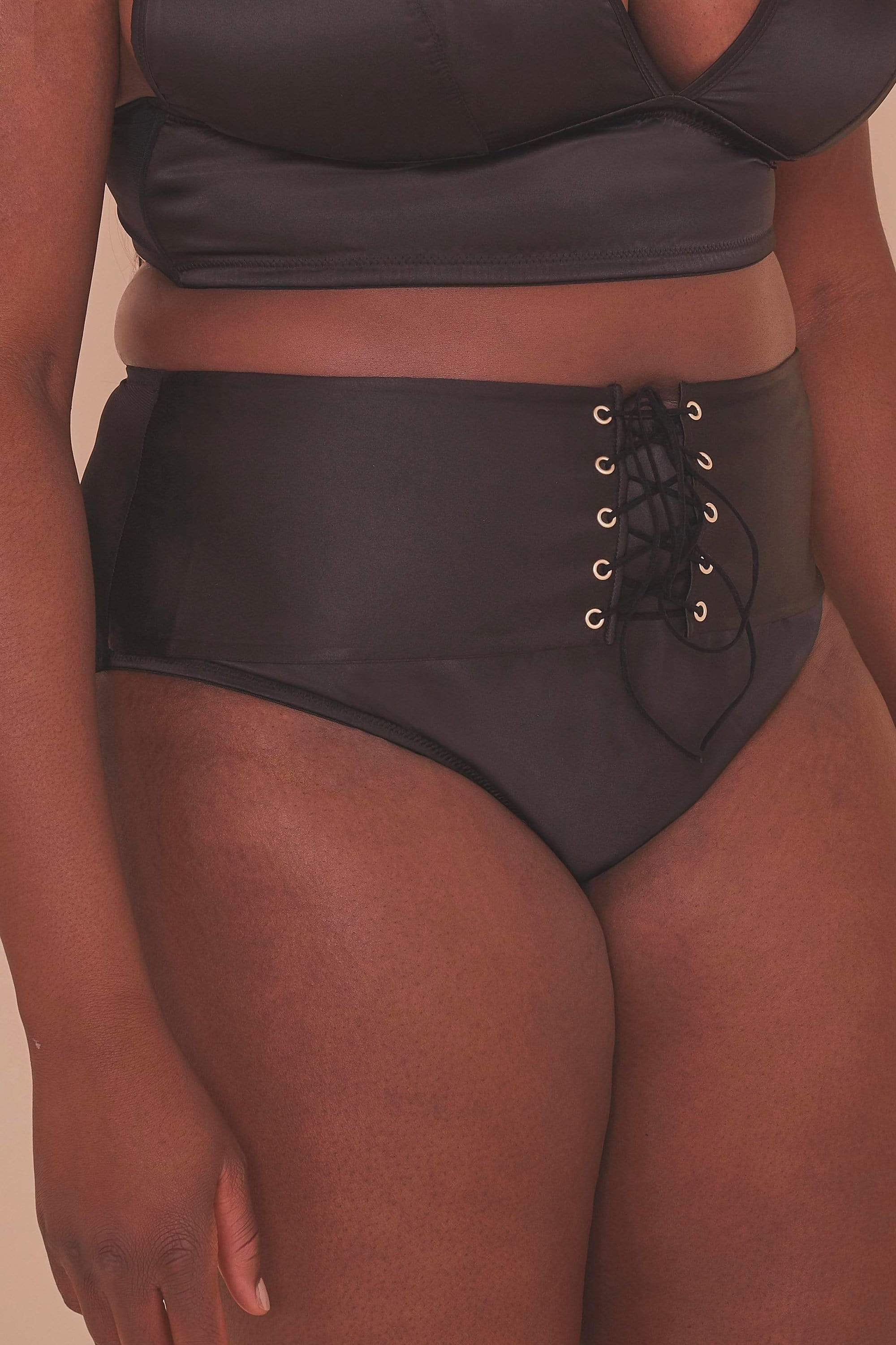 Eagan Black Satin High Waist Knicker - Image 5