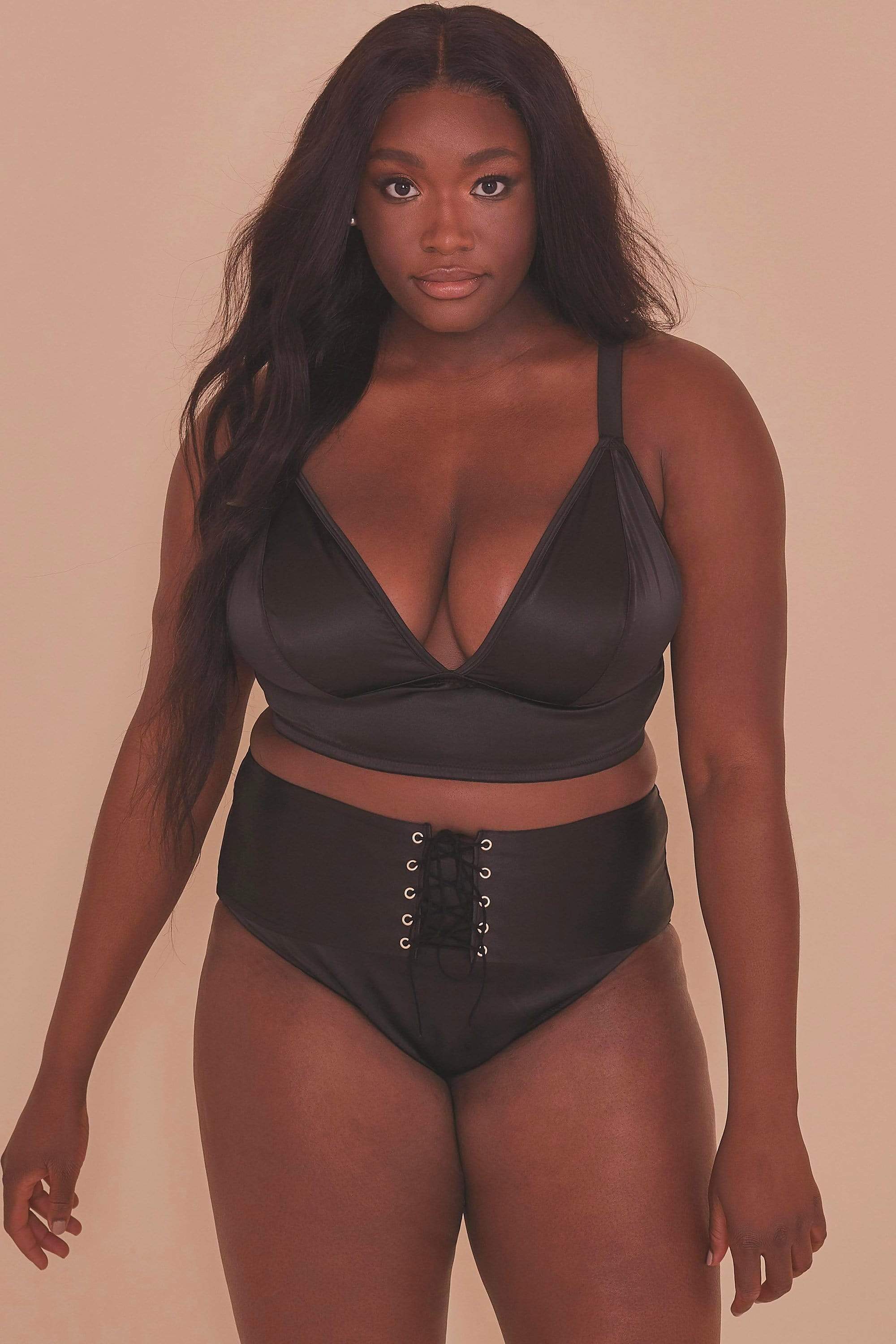 Eagan Black Satin High Waist Knicker - Image 6