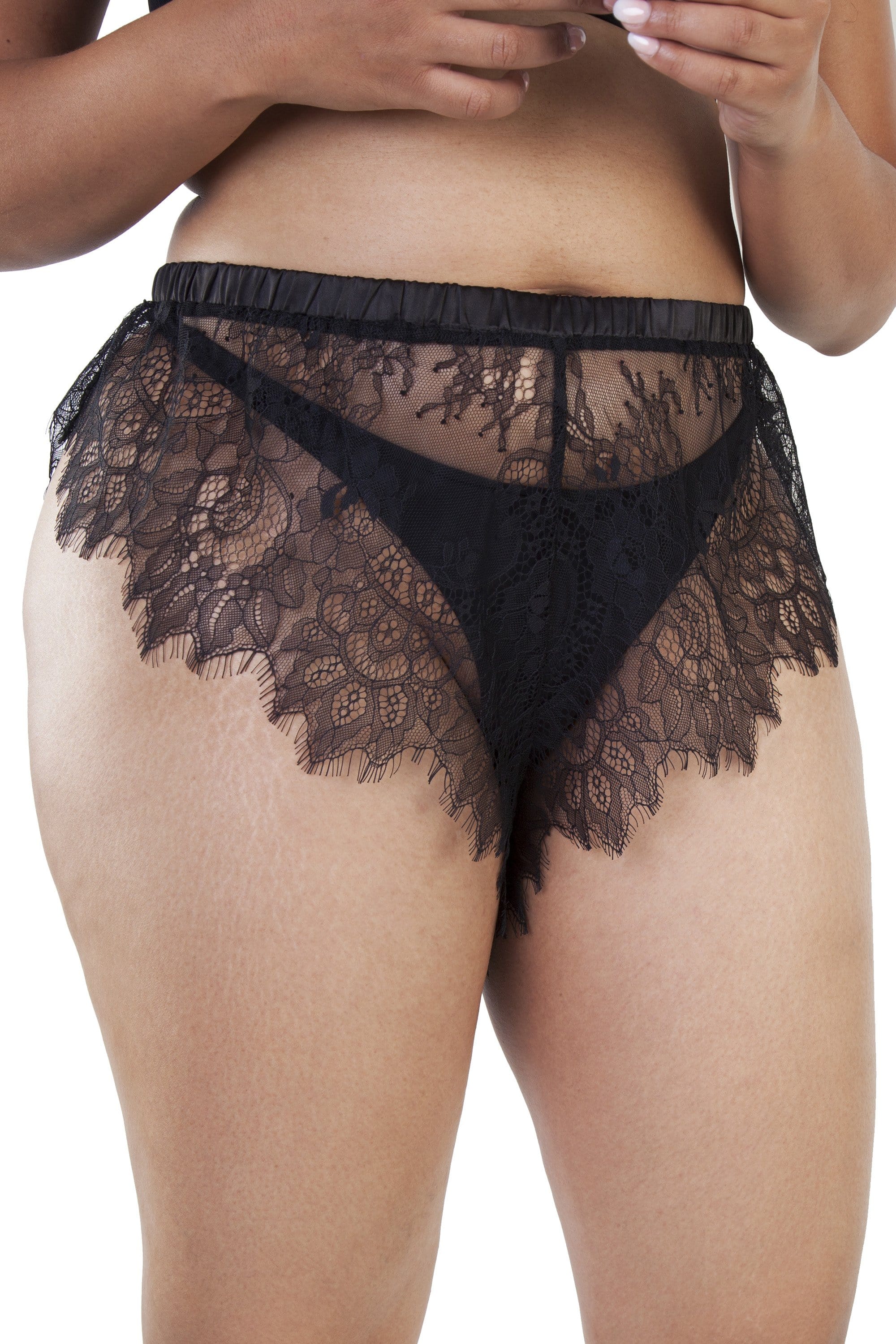 Belle Black Cami Top & French Knicker Set - Image 5