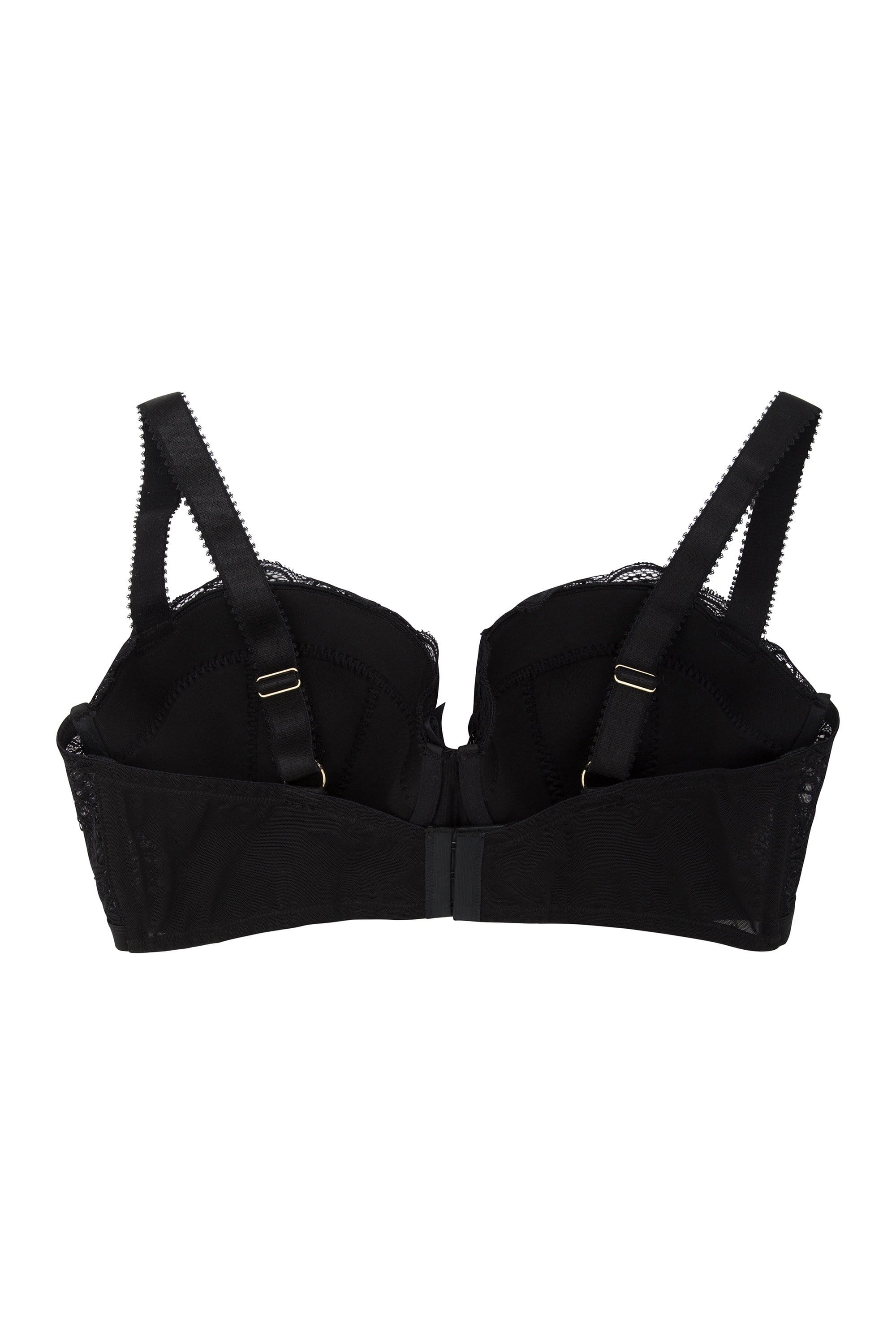 Black Carmen Lace & Satin Longline Bra - Image 3