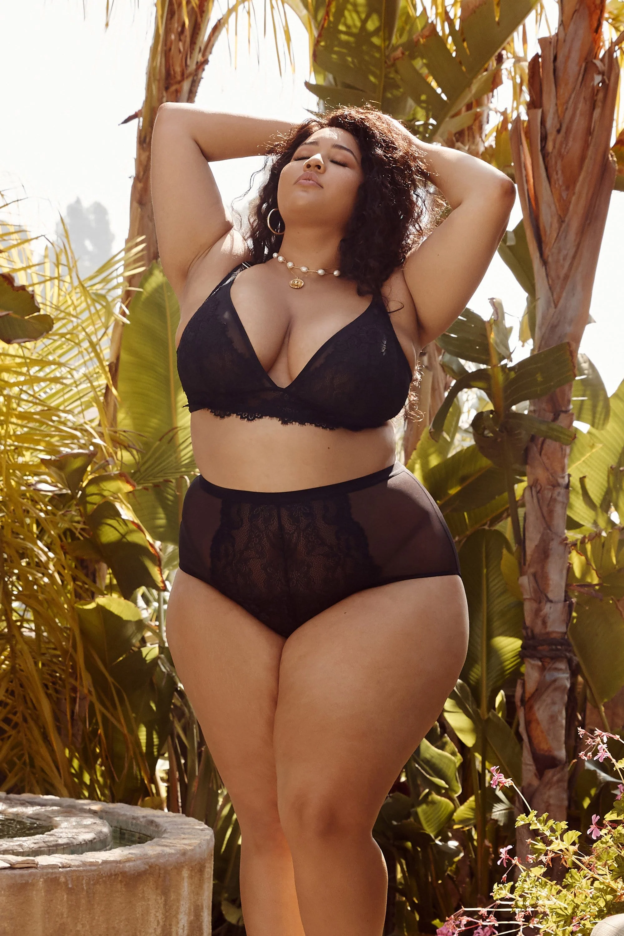 Bella Black Lace High Waist Brief - Image 3