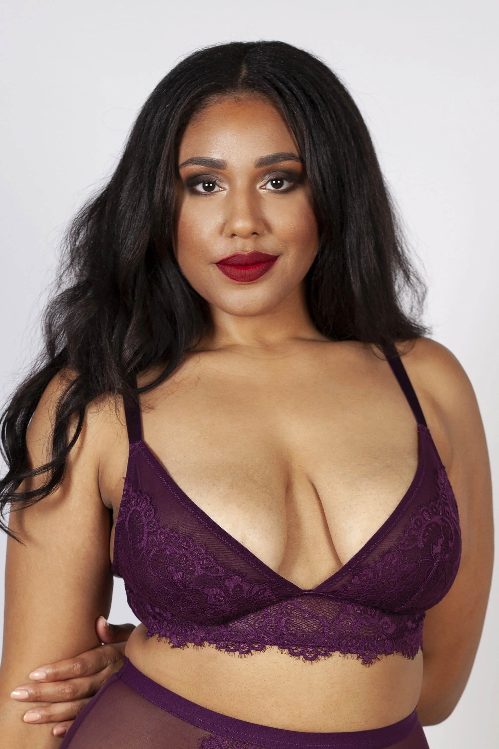 Bella Lace Soft Cup Bra Aubergine - Image 2