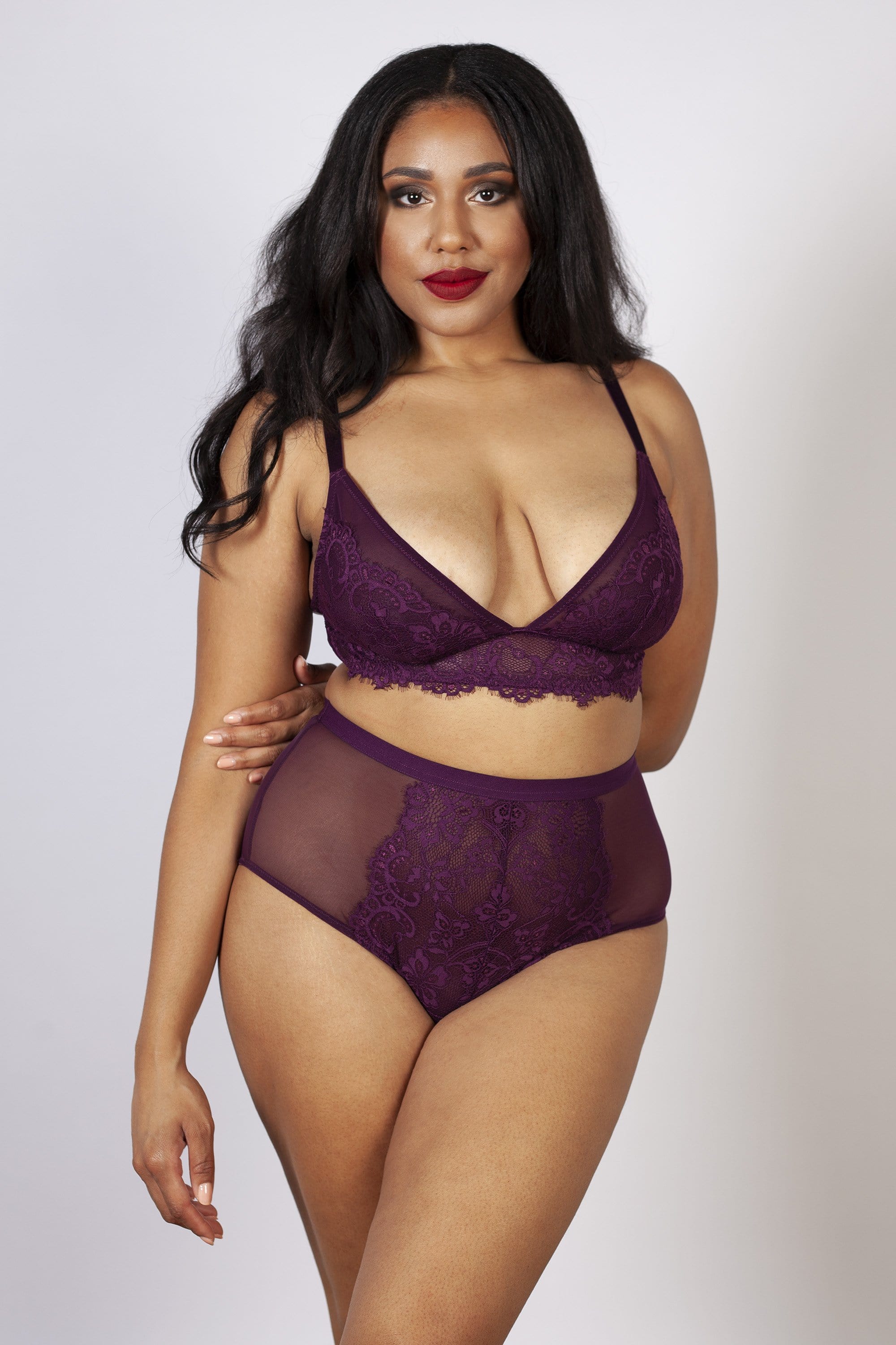 Bella Lace Soft Cup Bra Aubergine - Image 3