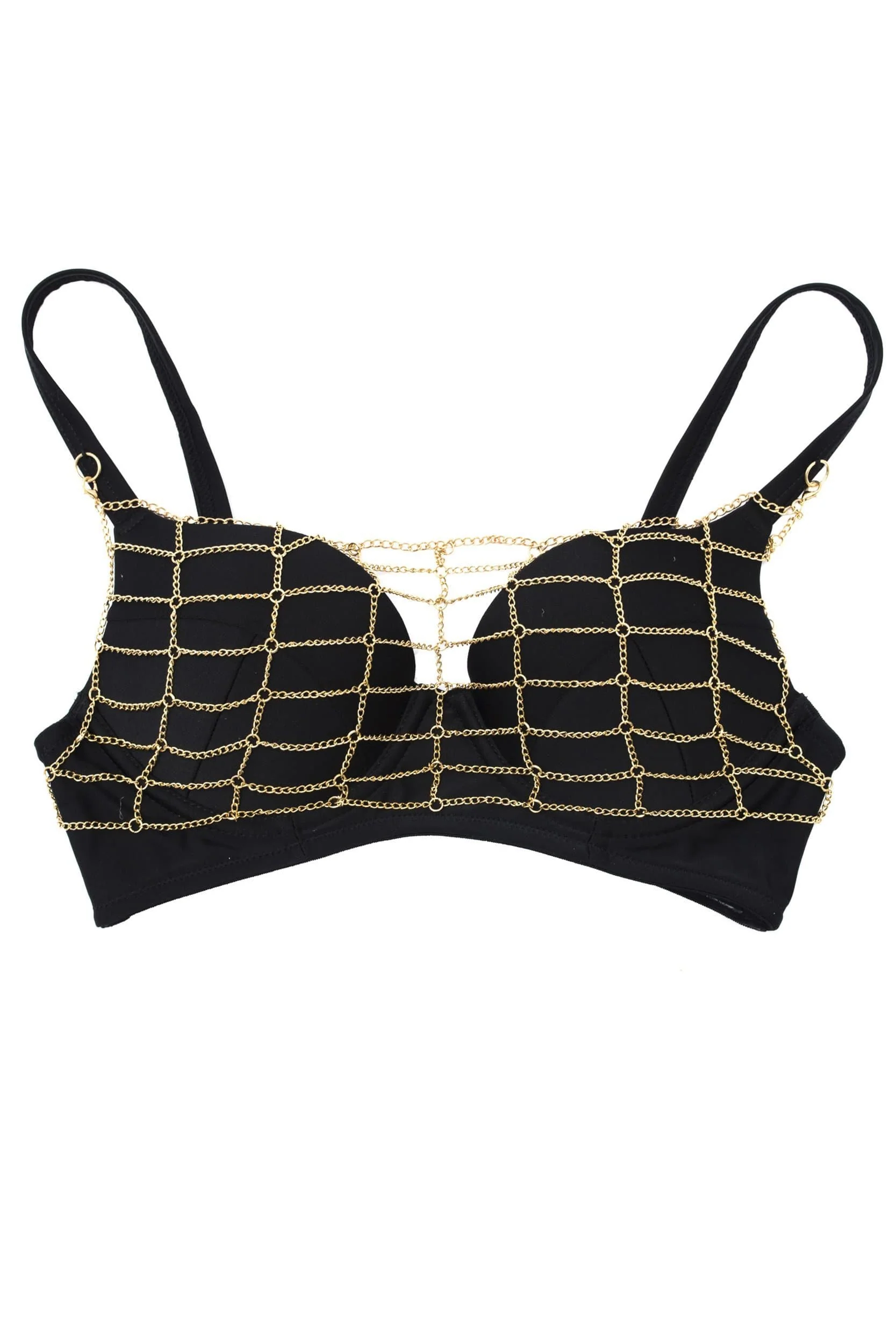 Wolf & Whistle Goldie black push up plunge top with removable chain - Image 7
