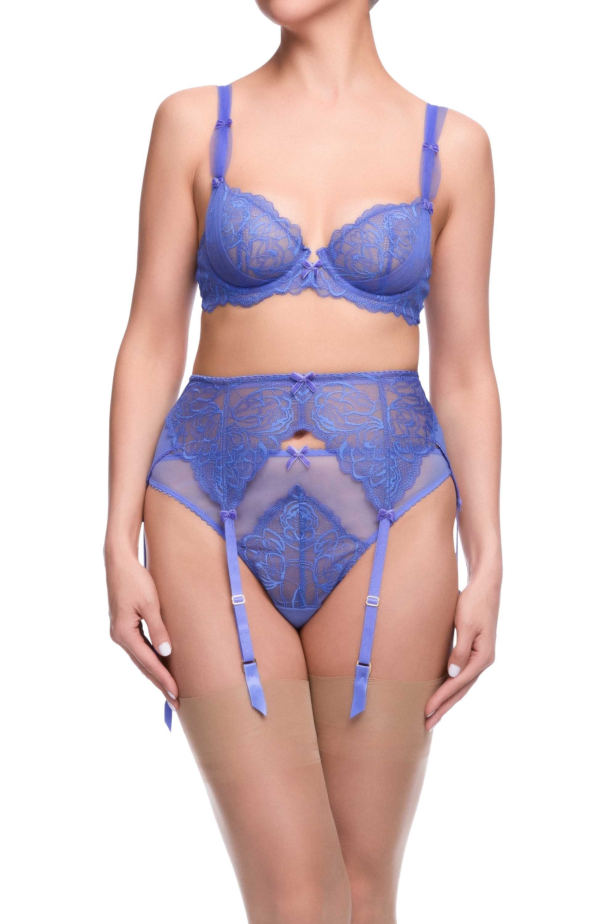 Gwendolline Blue Lace Suspender - Image 2