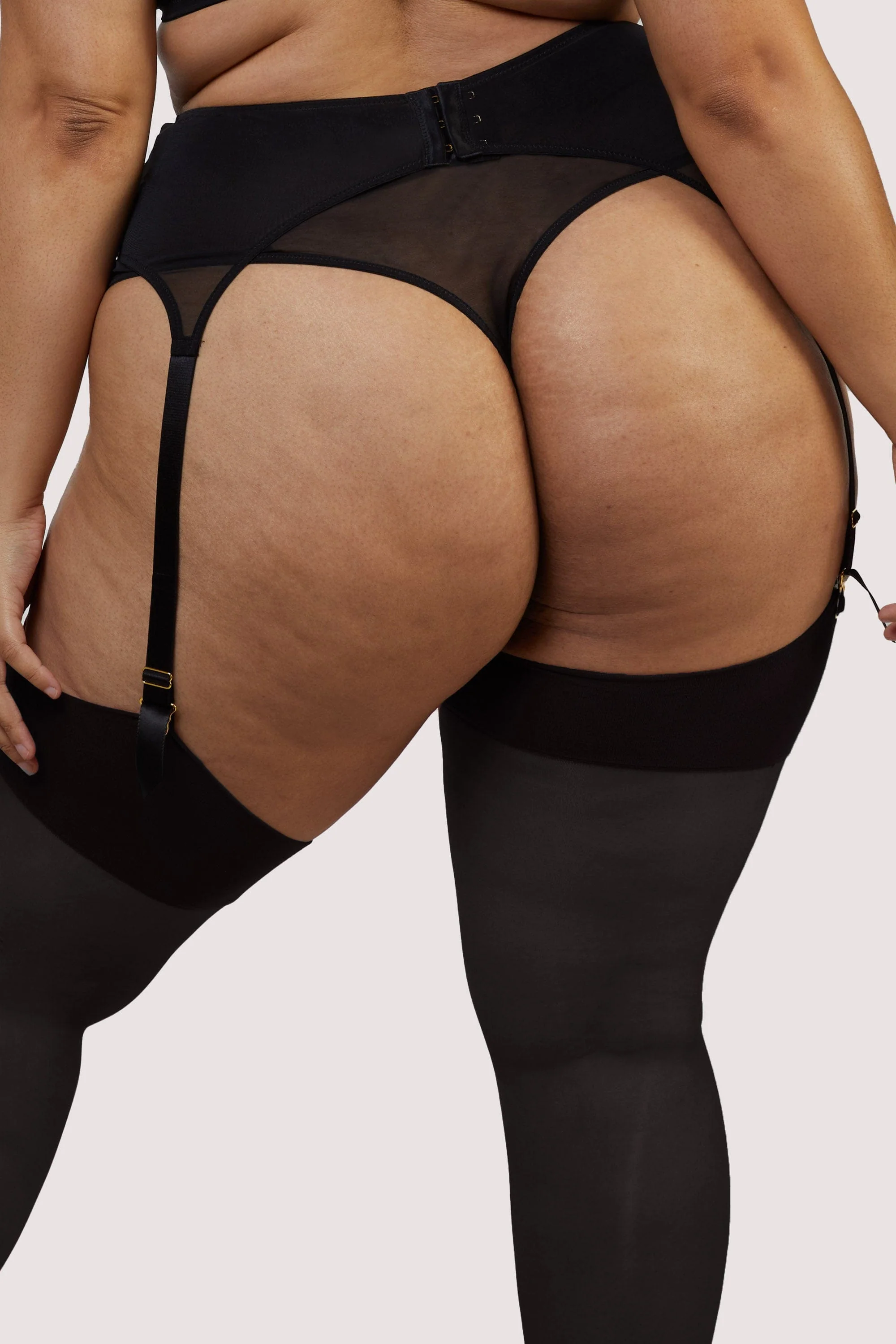 Haley Black Fishnet Panelled Suspender - Image 3