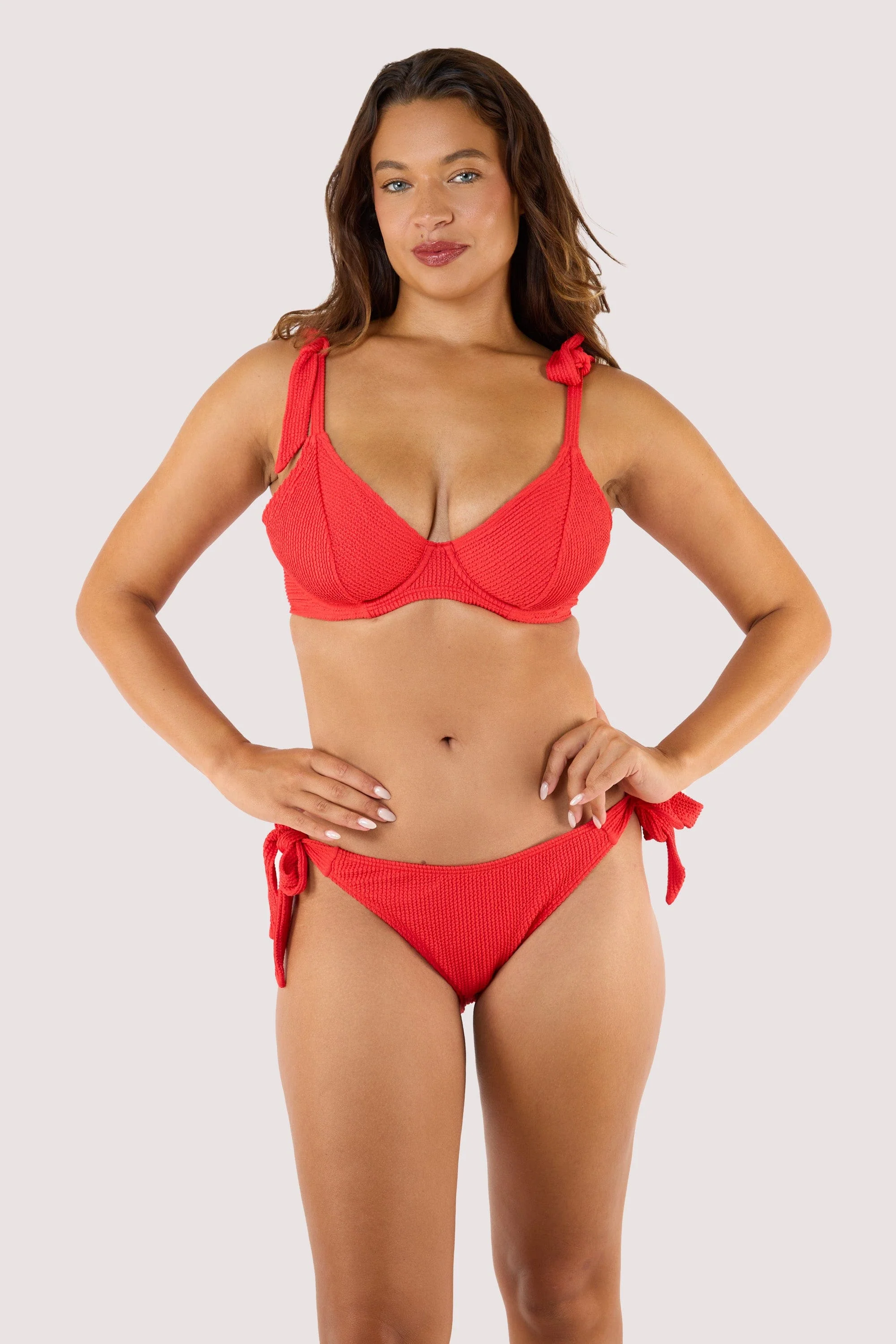 Hattie Red Crinkle Underwired Bikini Top - Image 4