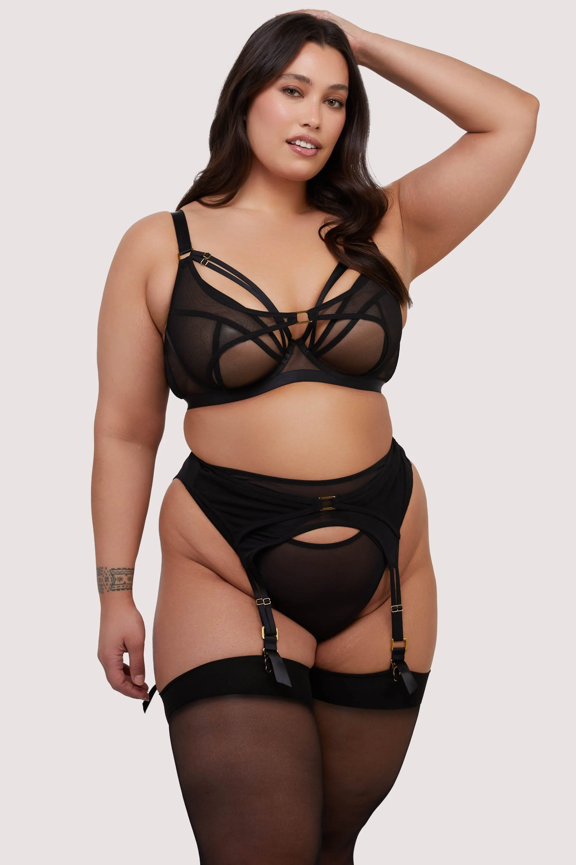 Holland Black Strappy Fishnet and Mesh Set - Image 3
