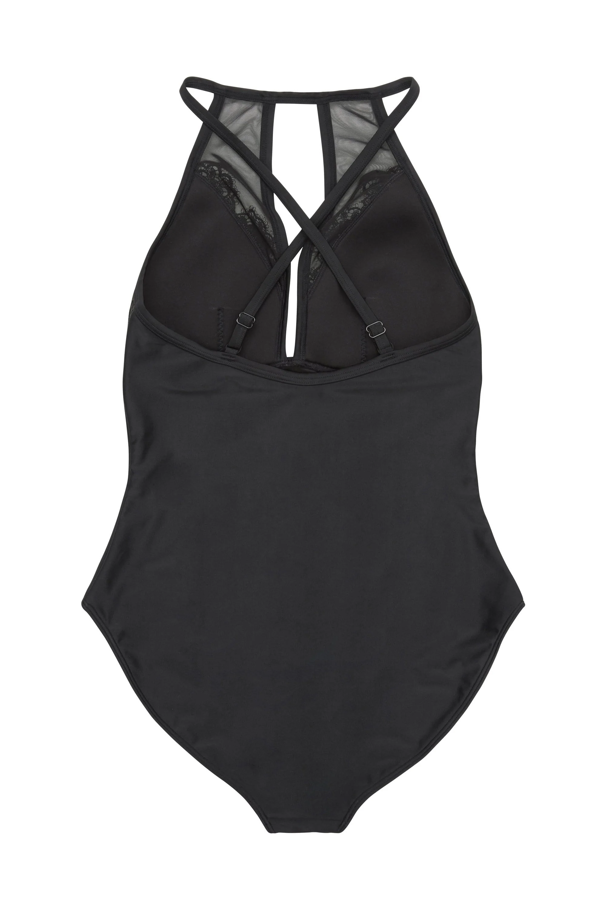 Hunter McGrady Plus Size/Curve Black High Neck Lace Panel Swimsuit - Image 4