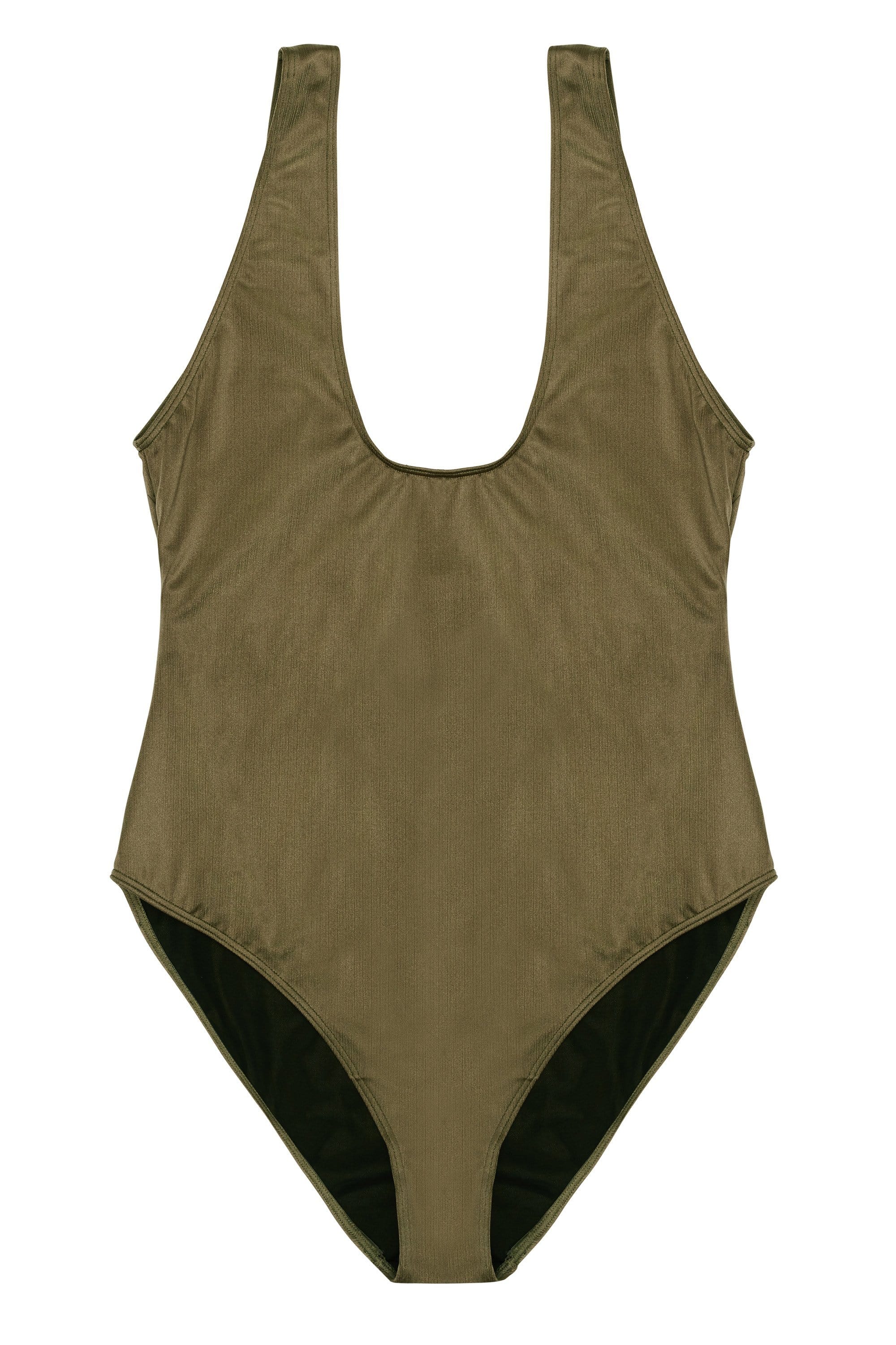 Hunter McGrady Plus Size/Curve Khaki High Leg Low Cut Swimsuit - Image 2
